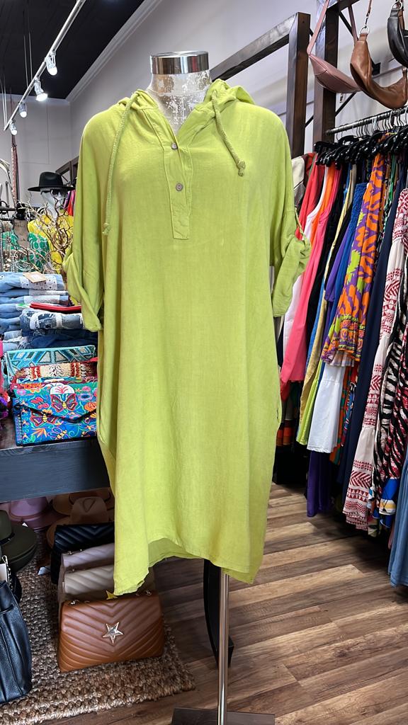 LINEN DRESS WITH HOODIE
