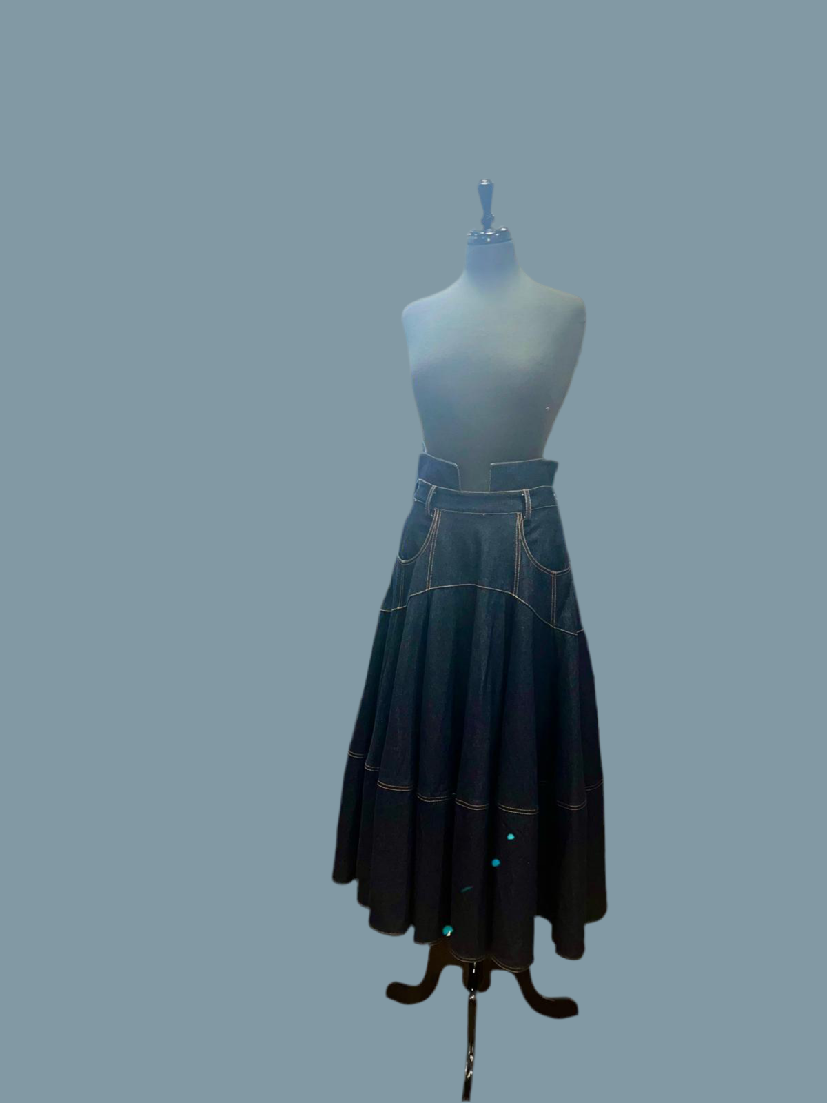 Denim A-Line Midi Skirt