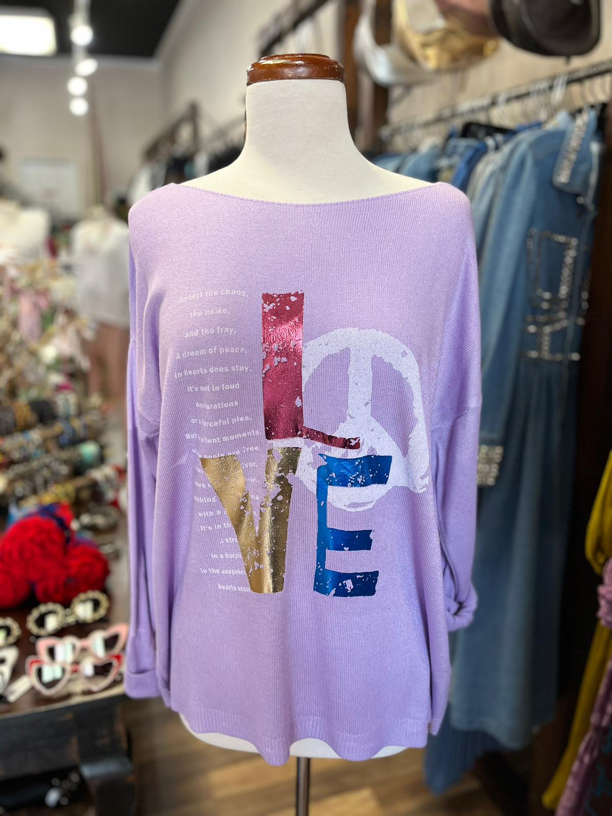 "PEACE AND LOVE" LONG SLEEVES TOP