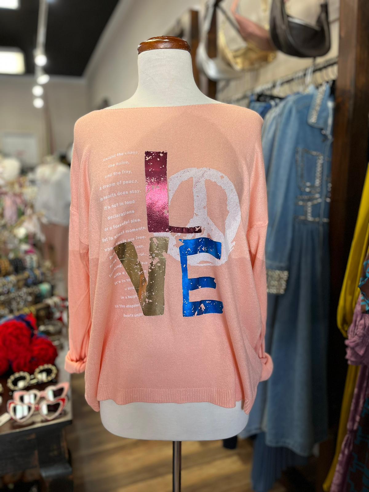 "PEACE AND LOVE" LONG SLEEVES TOP