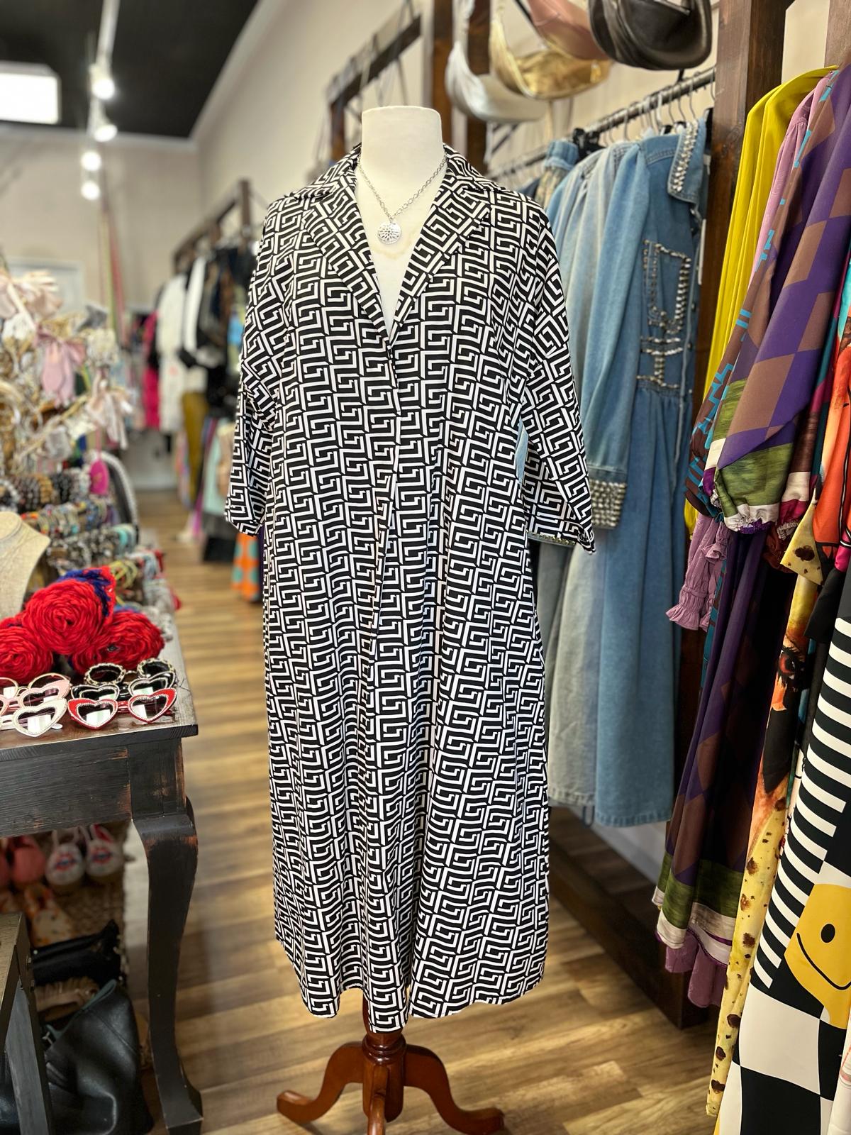 WHITE SQUARES PATTERN DRESS
