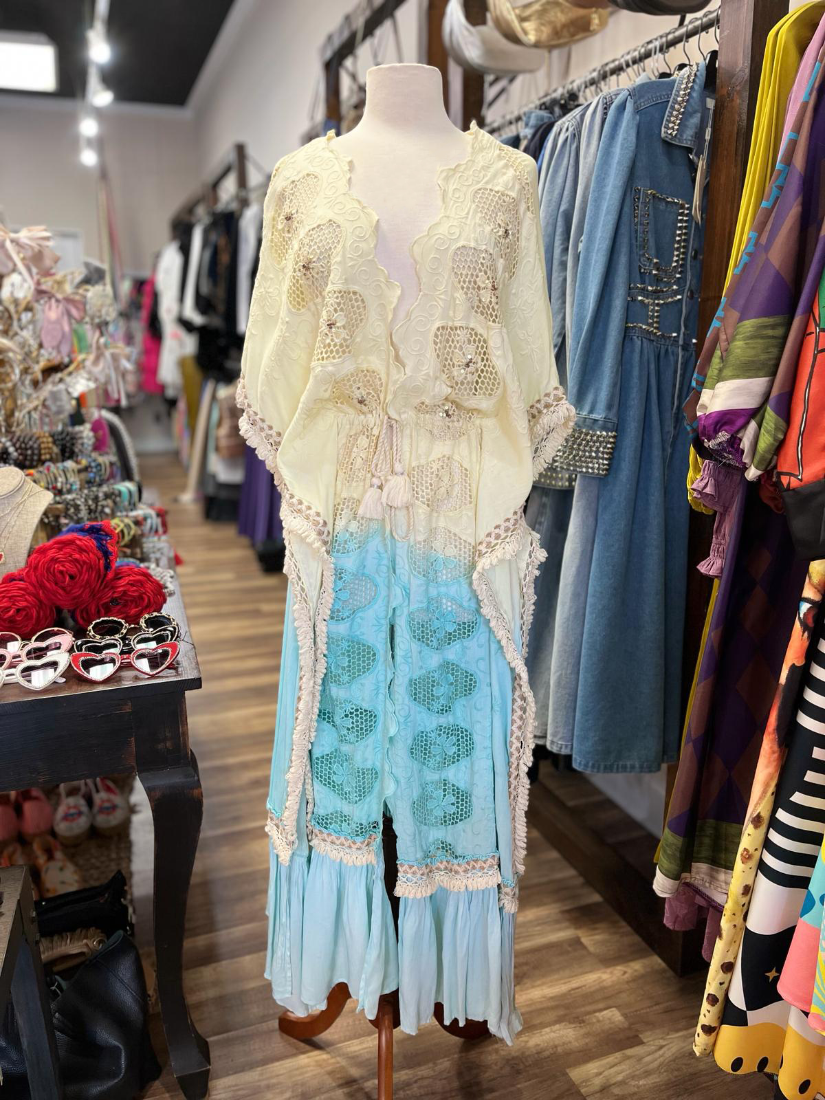 GOLDEN AND TEAL BOHO DRESS