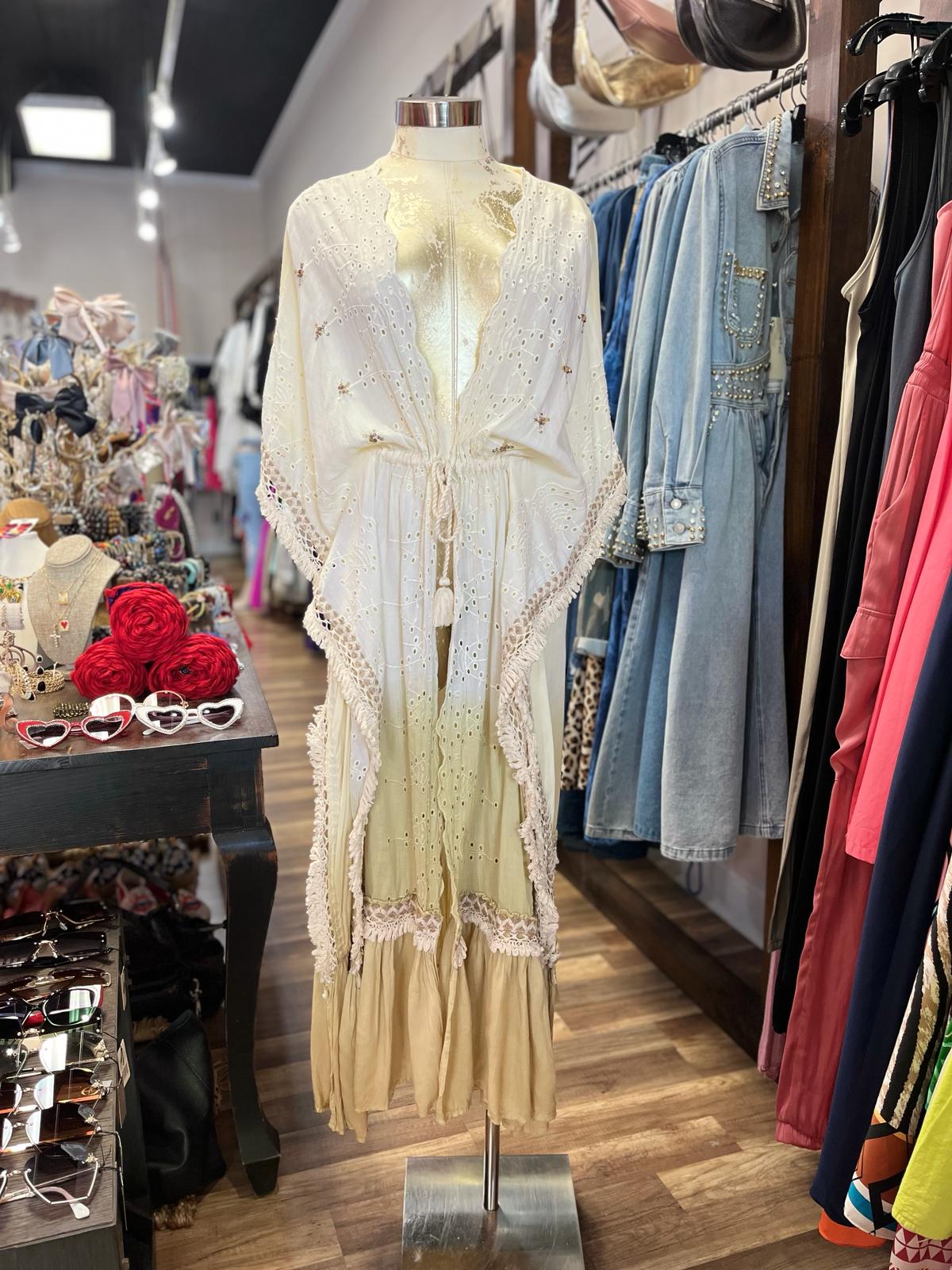 GOLDEN AND GREEN BOHO DRESS