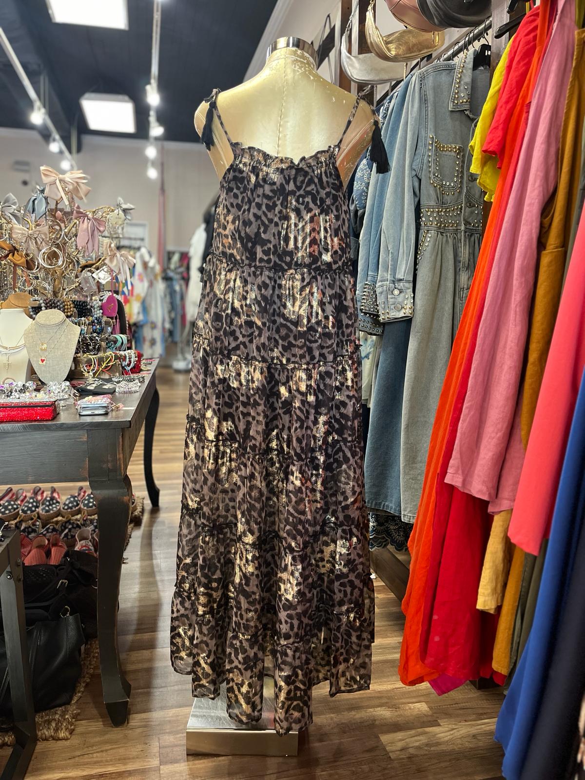 SLEVELESS BLACK DRESS ANIMAL PATTERN