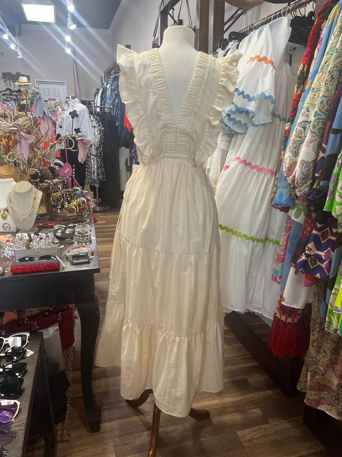 Dramatic V Ruffled Dress