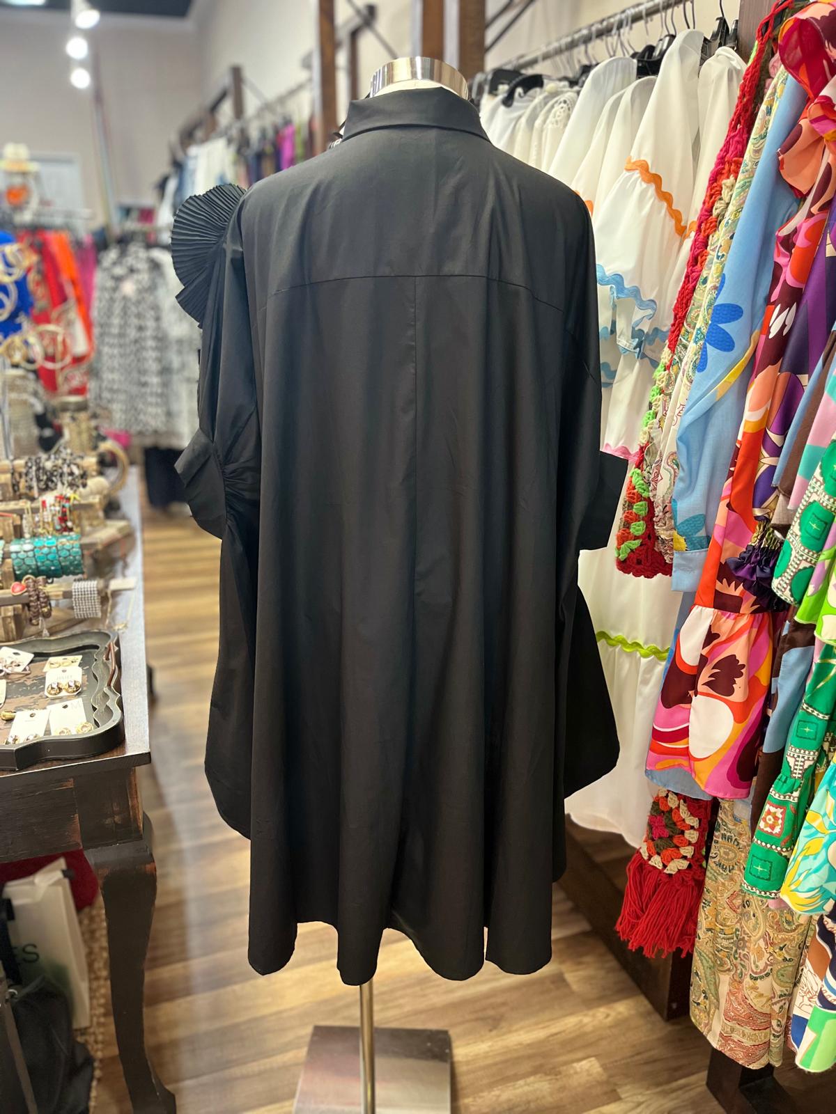 FLOWER DECORATION LONG SHIRT