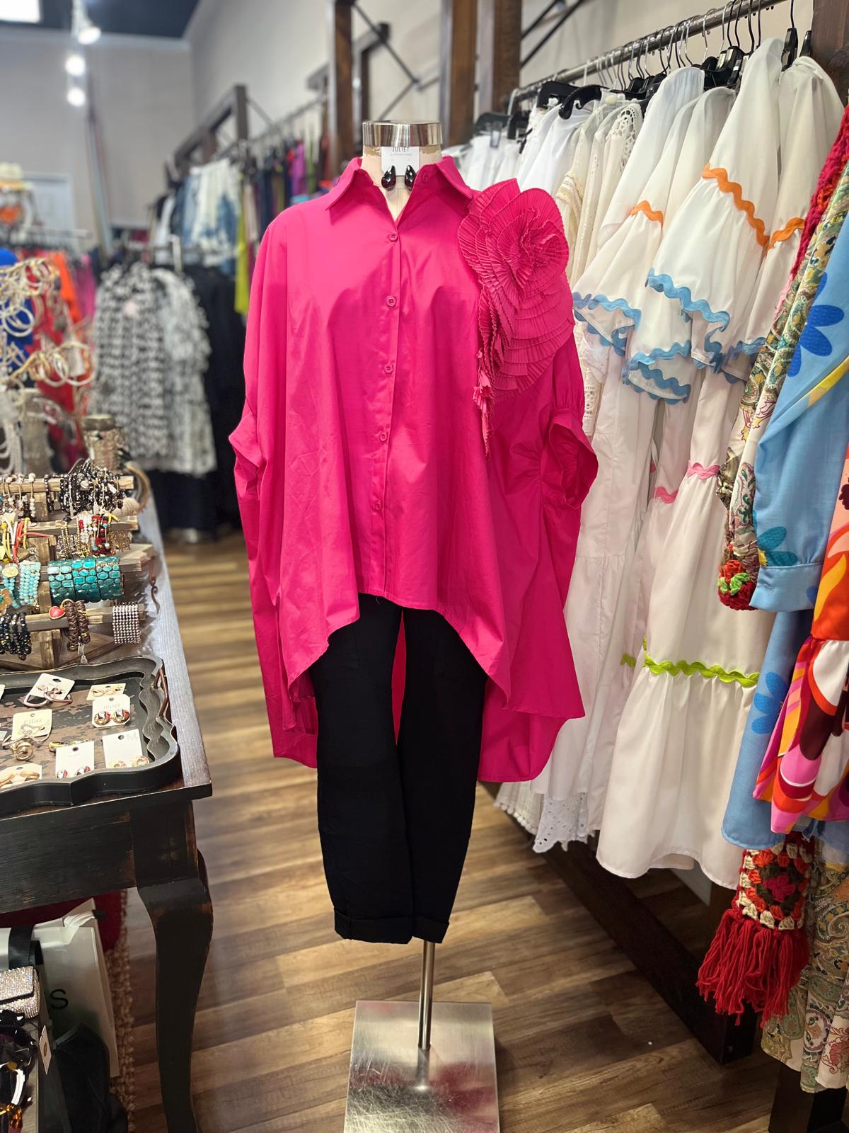FLOWER DECORATION LONG SHIRT