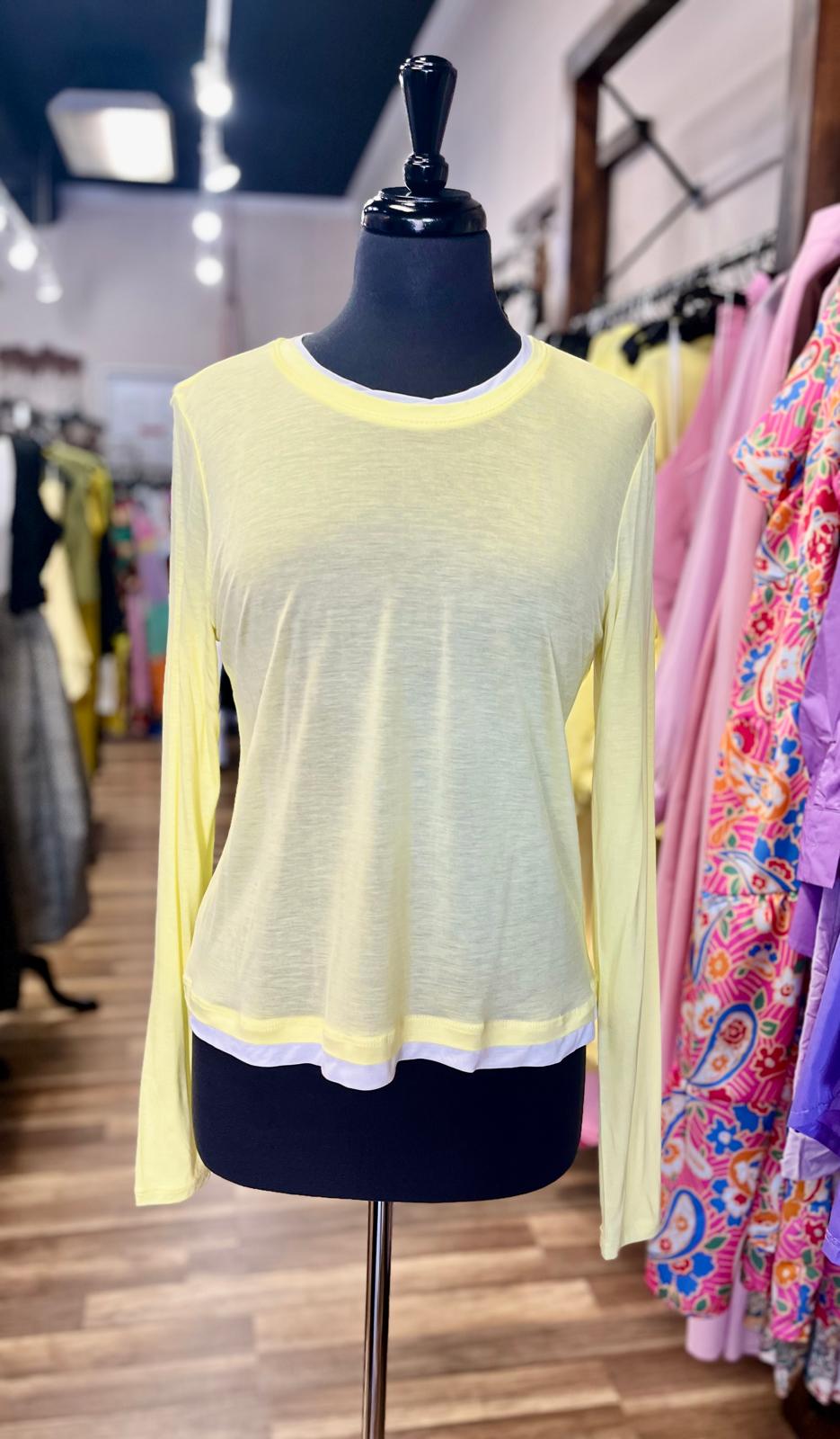 Long-Sleeved double-Collar Top