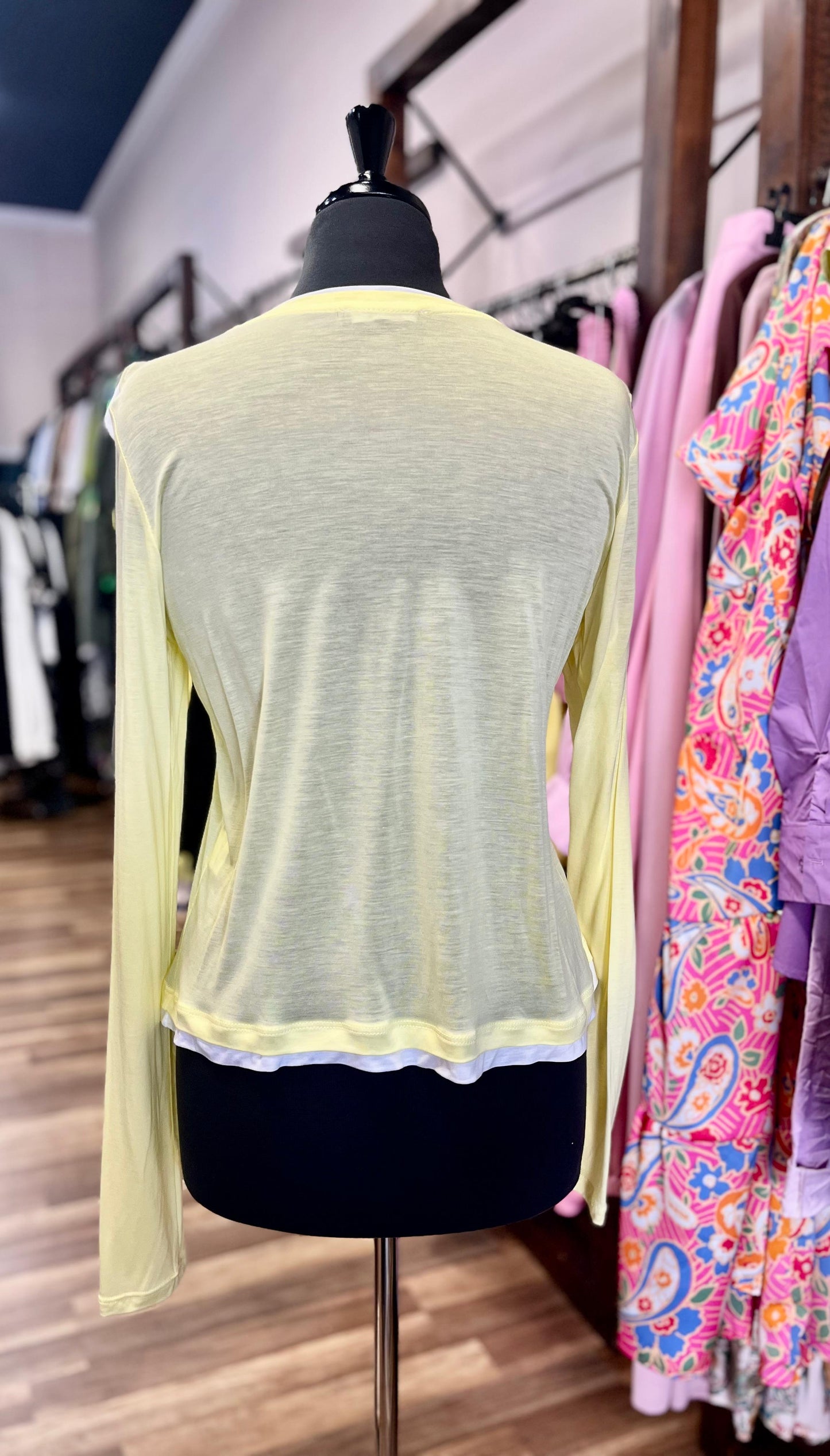 Long-Sleeved double-Collar Top