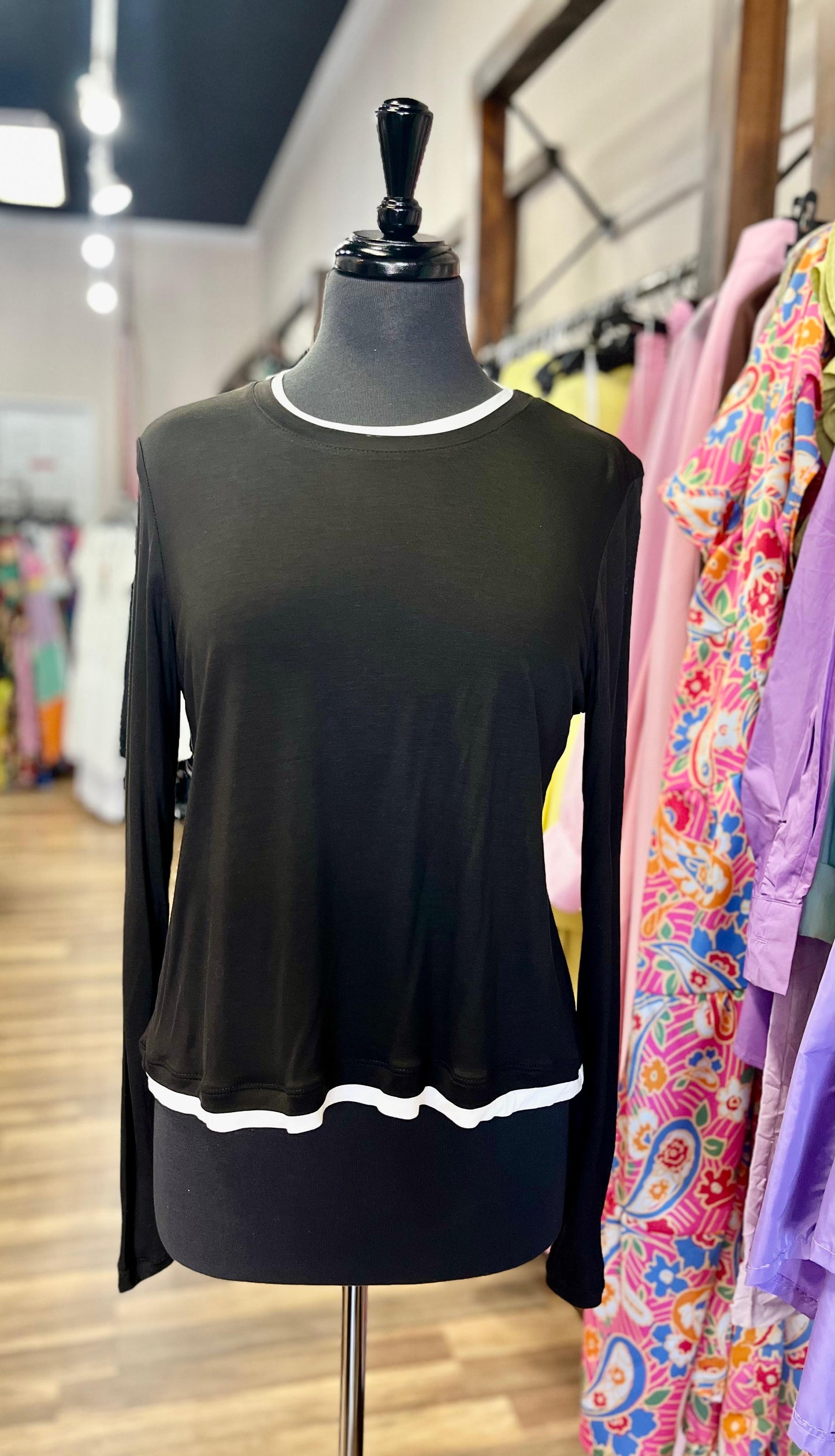 Long-Sleeved double-Collar Top