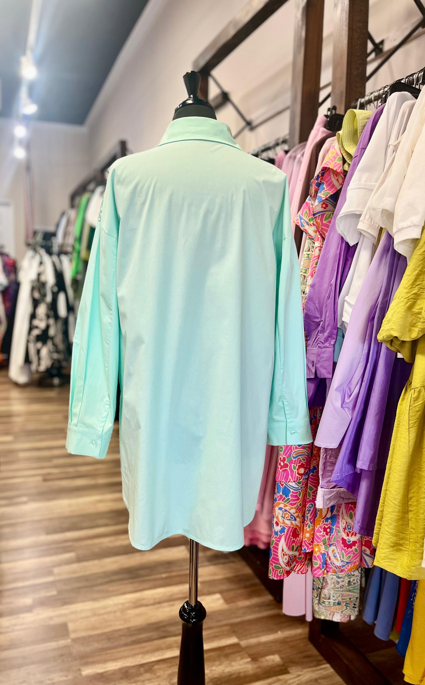 Mint Sequin Button-Up Shirt