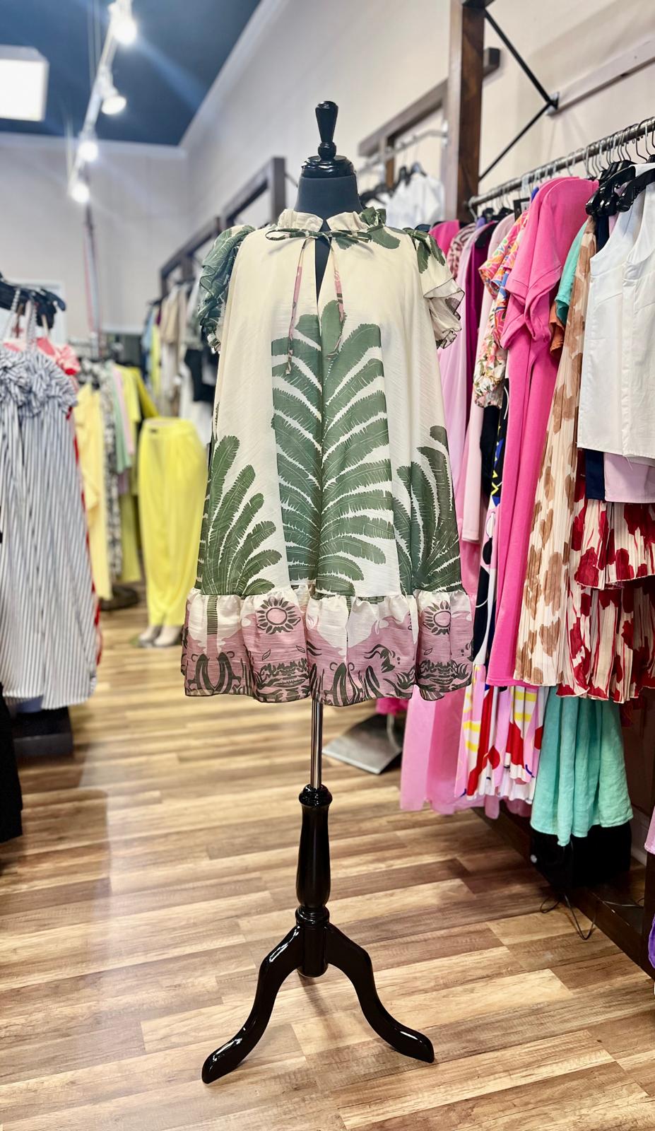 Boho Tropical print A-Line Dress