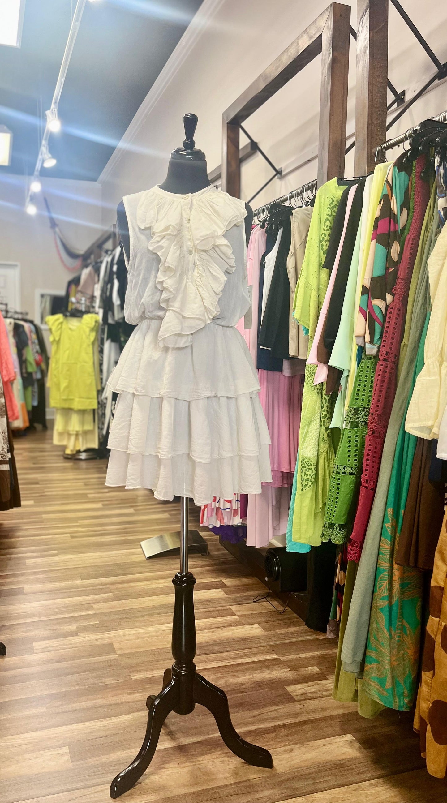 Sleeves Tiered Ruffle Mini Dress