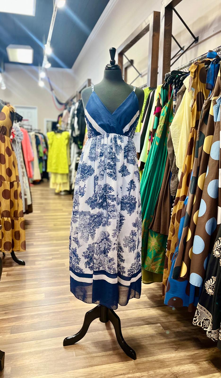 V-neck Empire Waist Maxi Dress