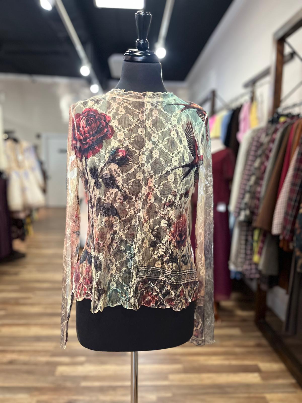 Sheer Lace Floral Top