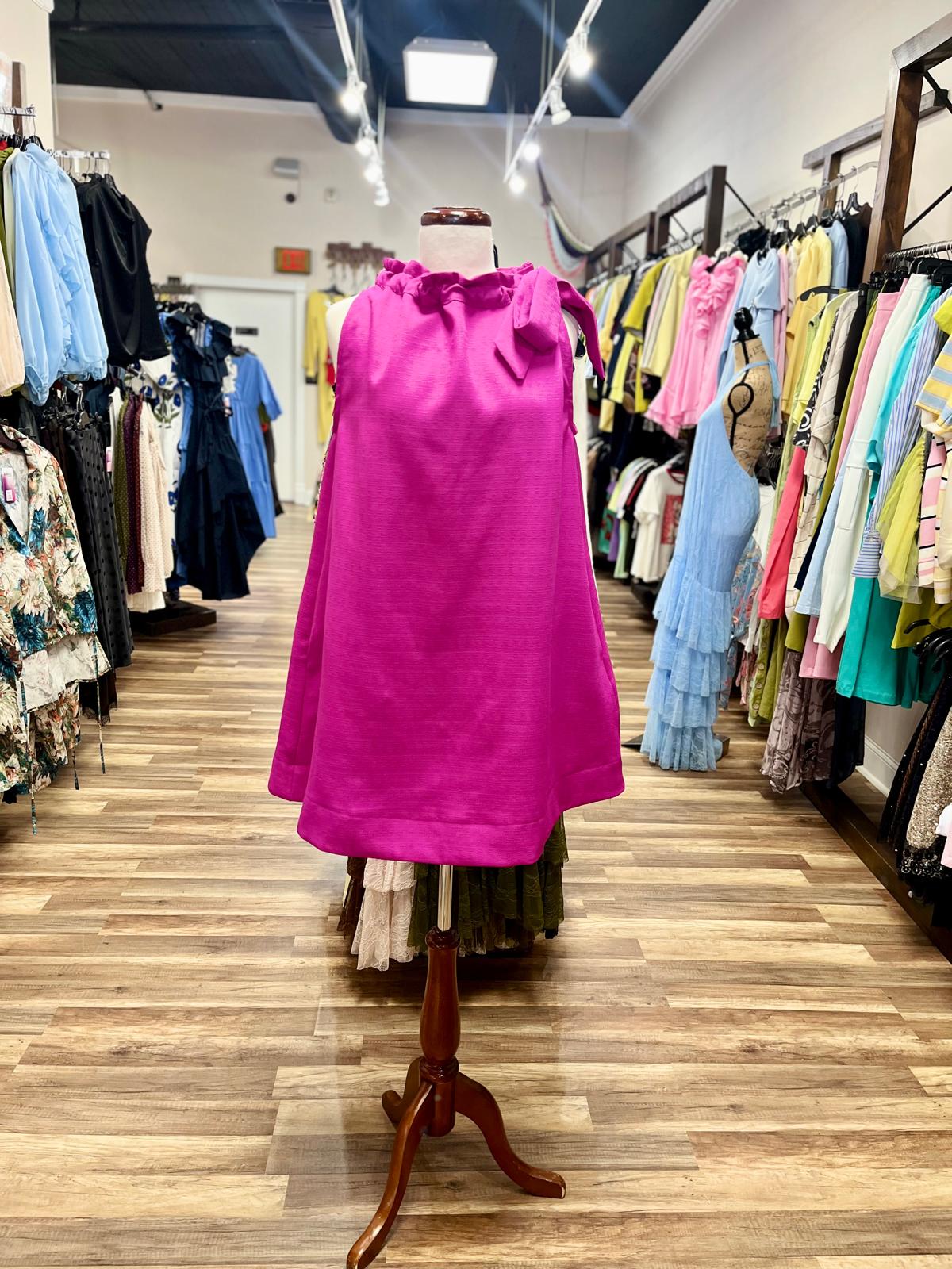 Ruched Neck Shift Dress