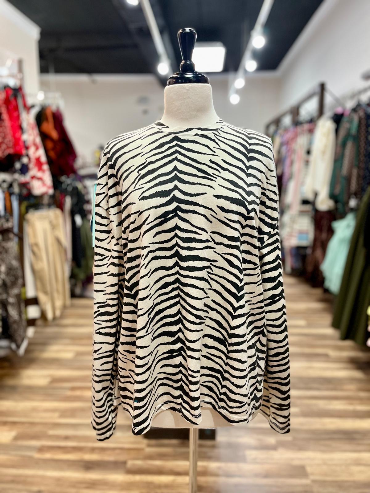 Zebra Print Long Sleeve T-Shirt