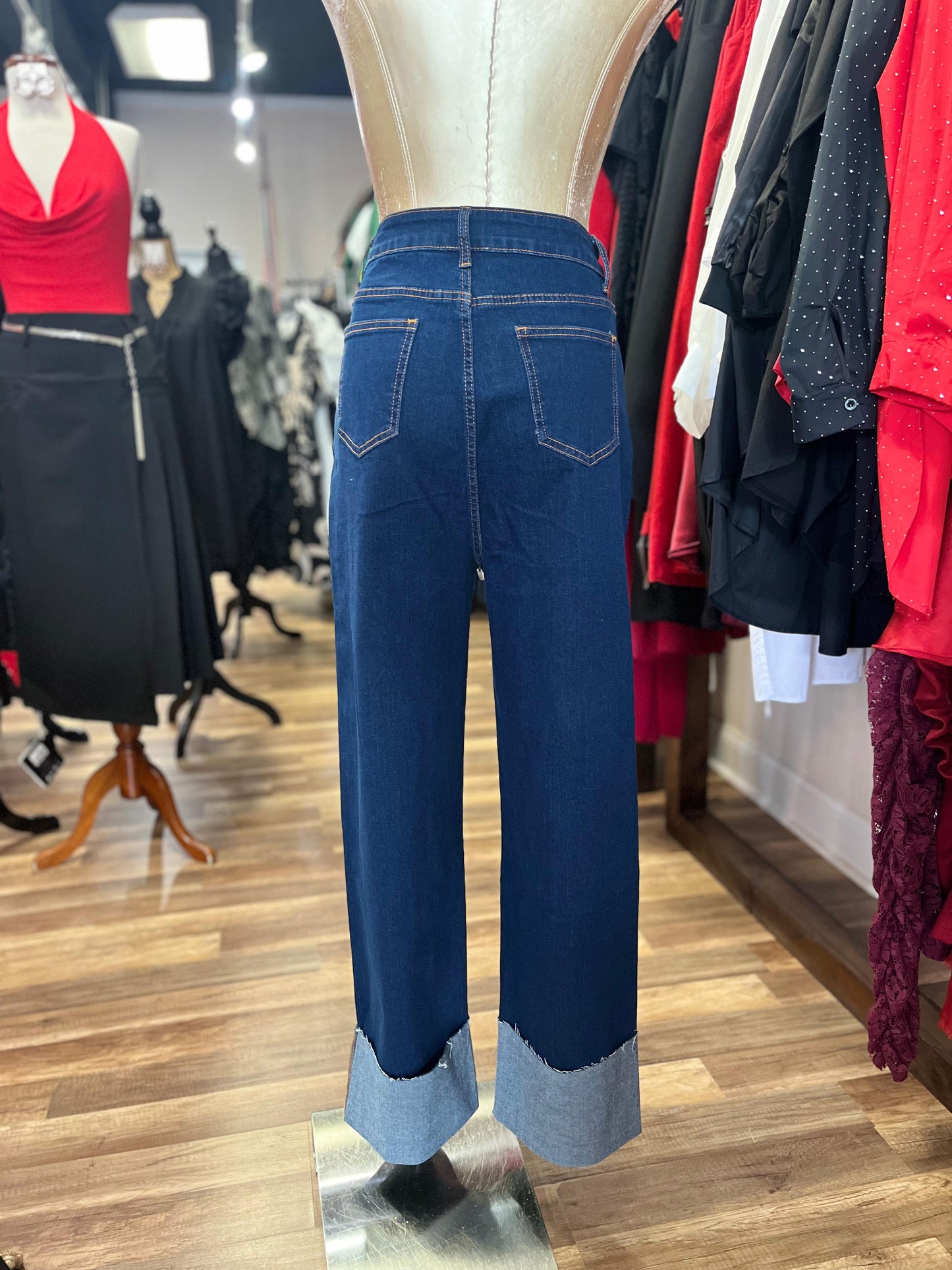 LONG COTTON BLUE JEANS