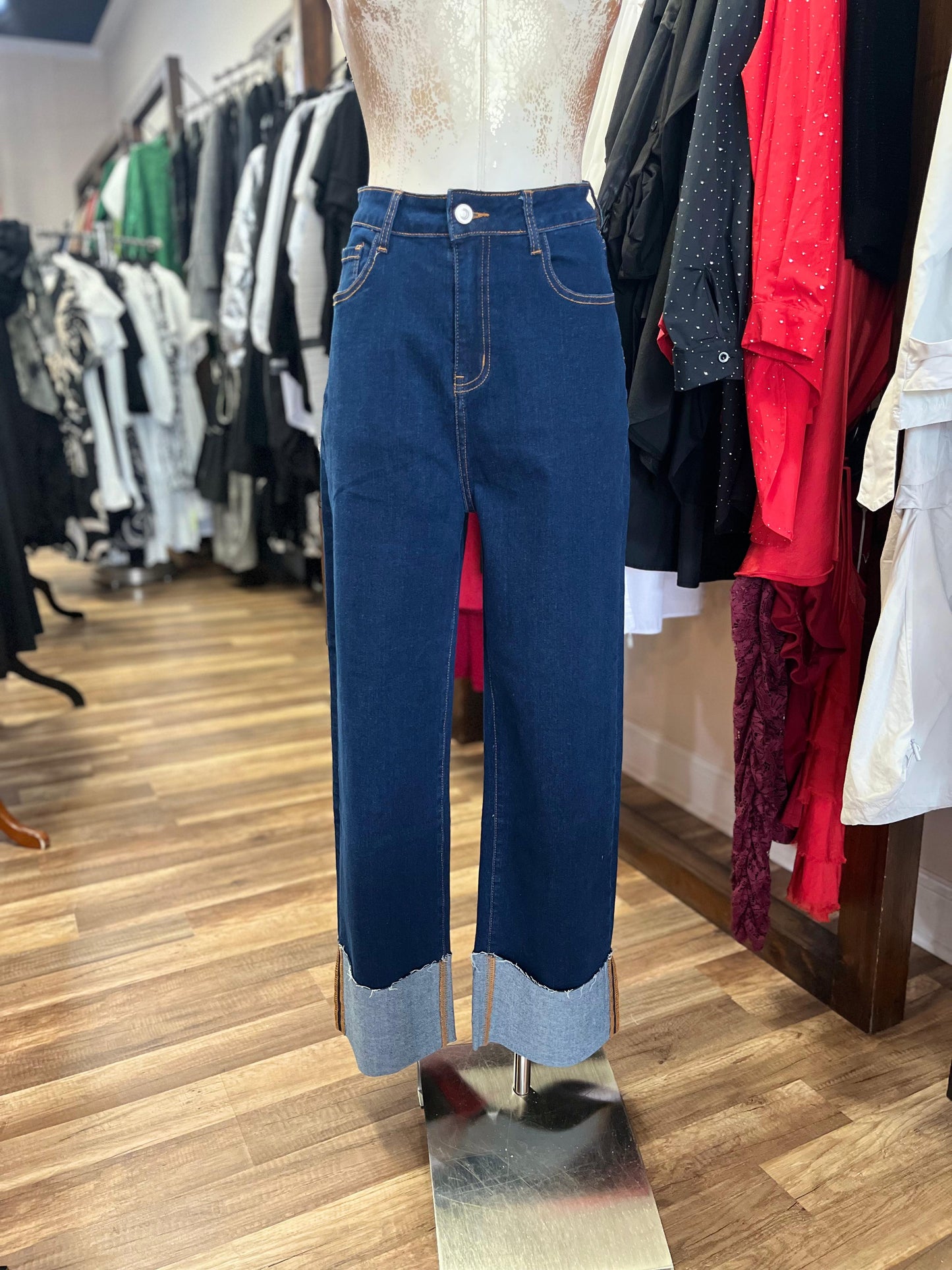 LONG COTTON BLUE JEANS
