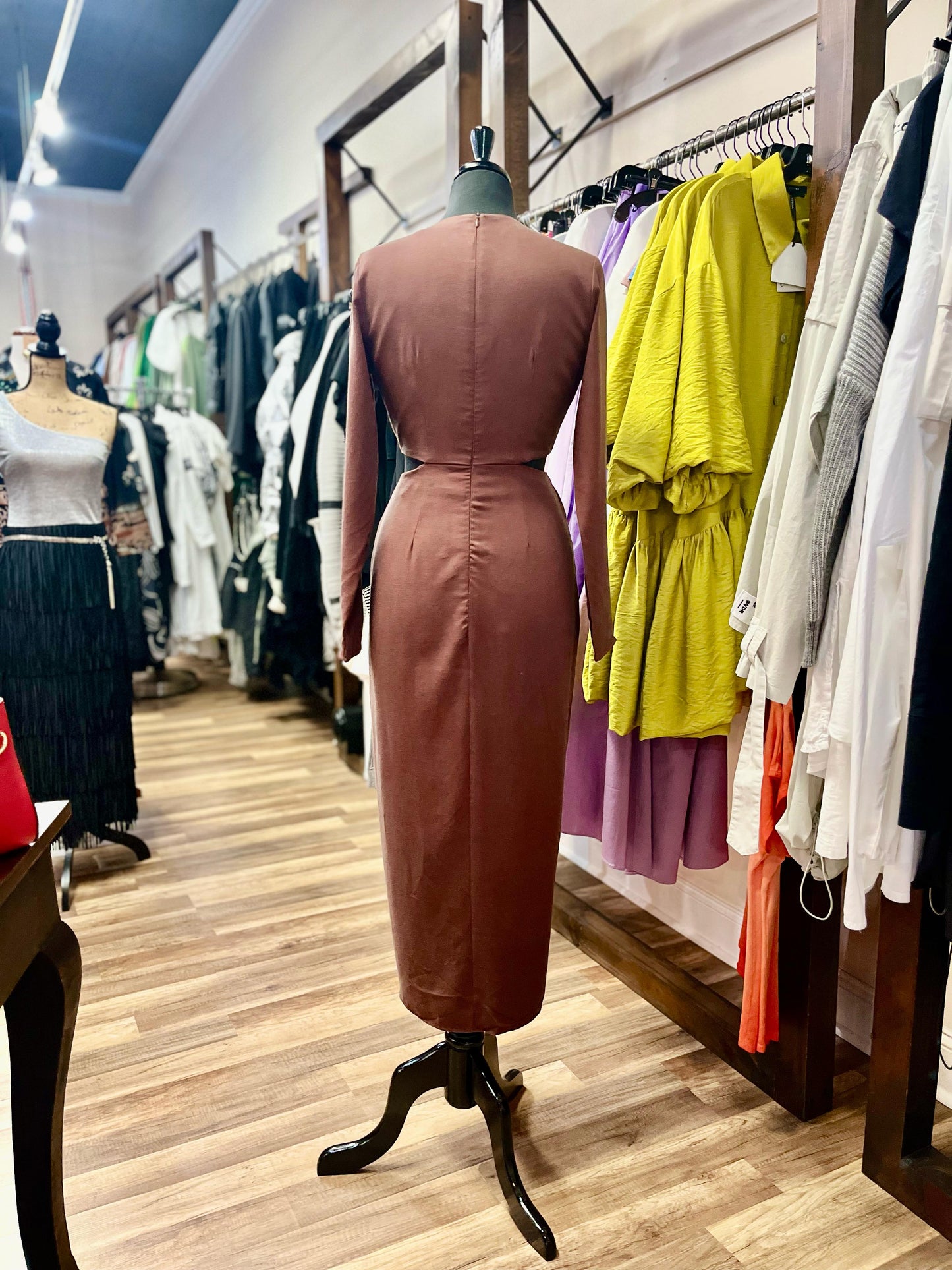 Cut Out Brown Dress