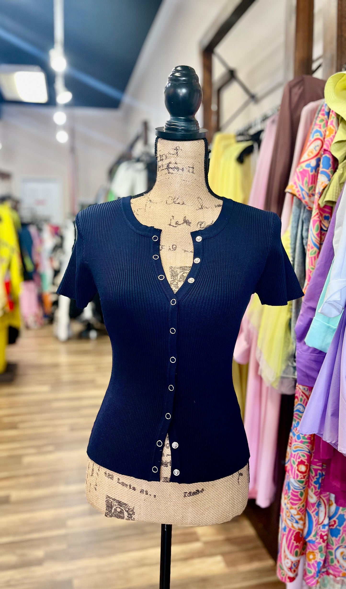 Snap Button Short Sleeve Sweater Knit Cardigan