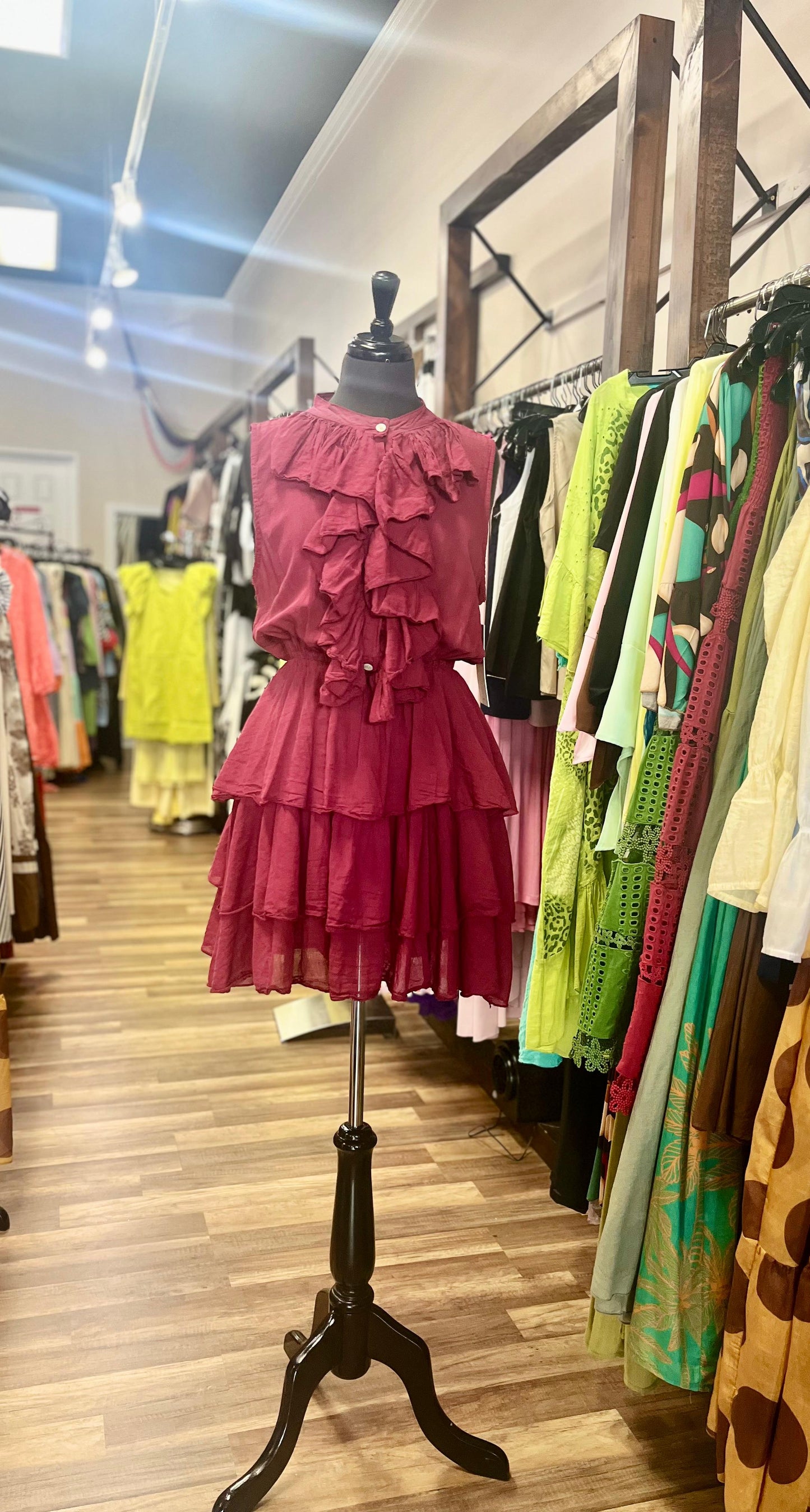 Sleeves Tiered Ruffle Mini Dress