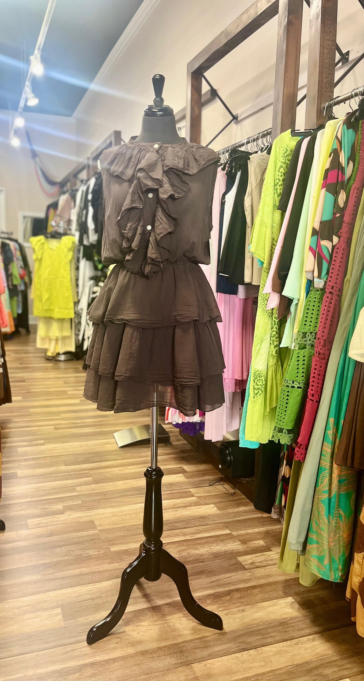 Sleeves Tiered Ruffle Mini Dress