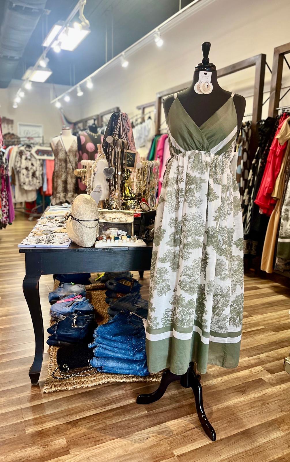 V-neck Empire Waist Maxi Dress