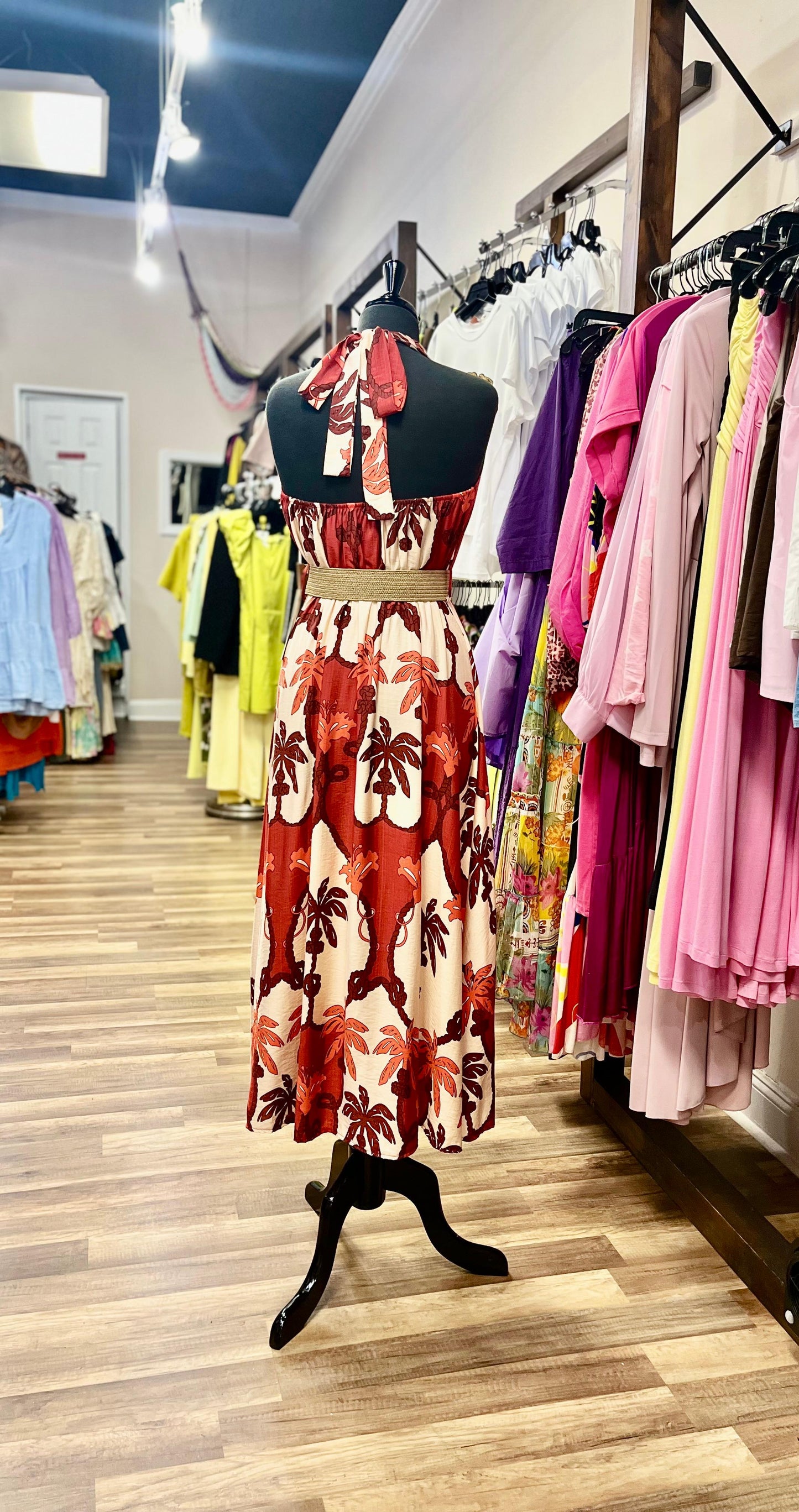 Halter Neck Floral Print Maxi Dress