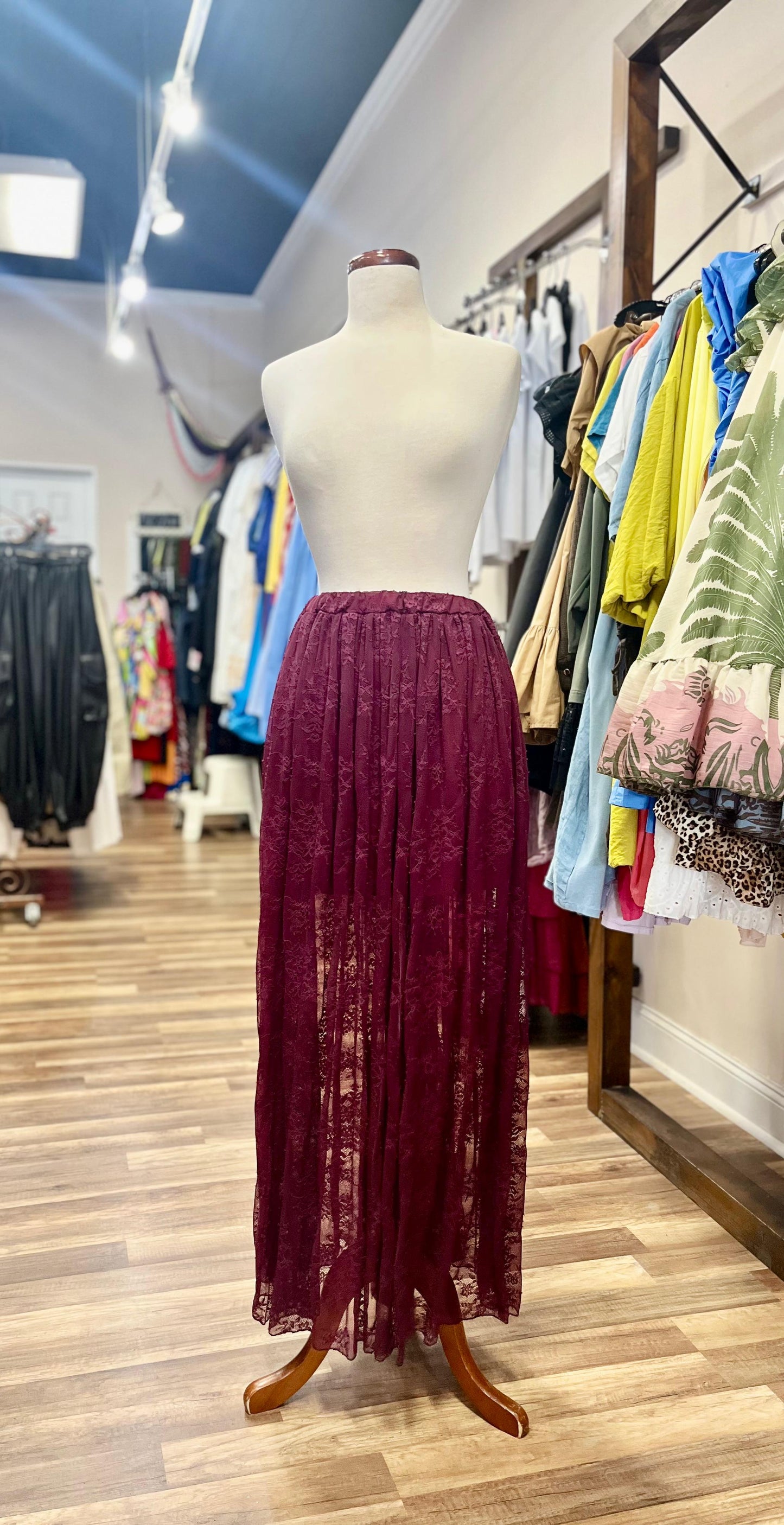 Sheer Lace Maxi Skirt