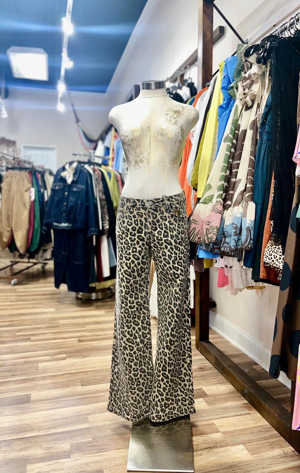 Leopard Print Wide-Leg Pants