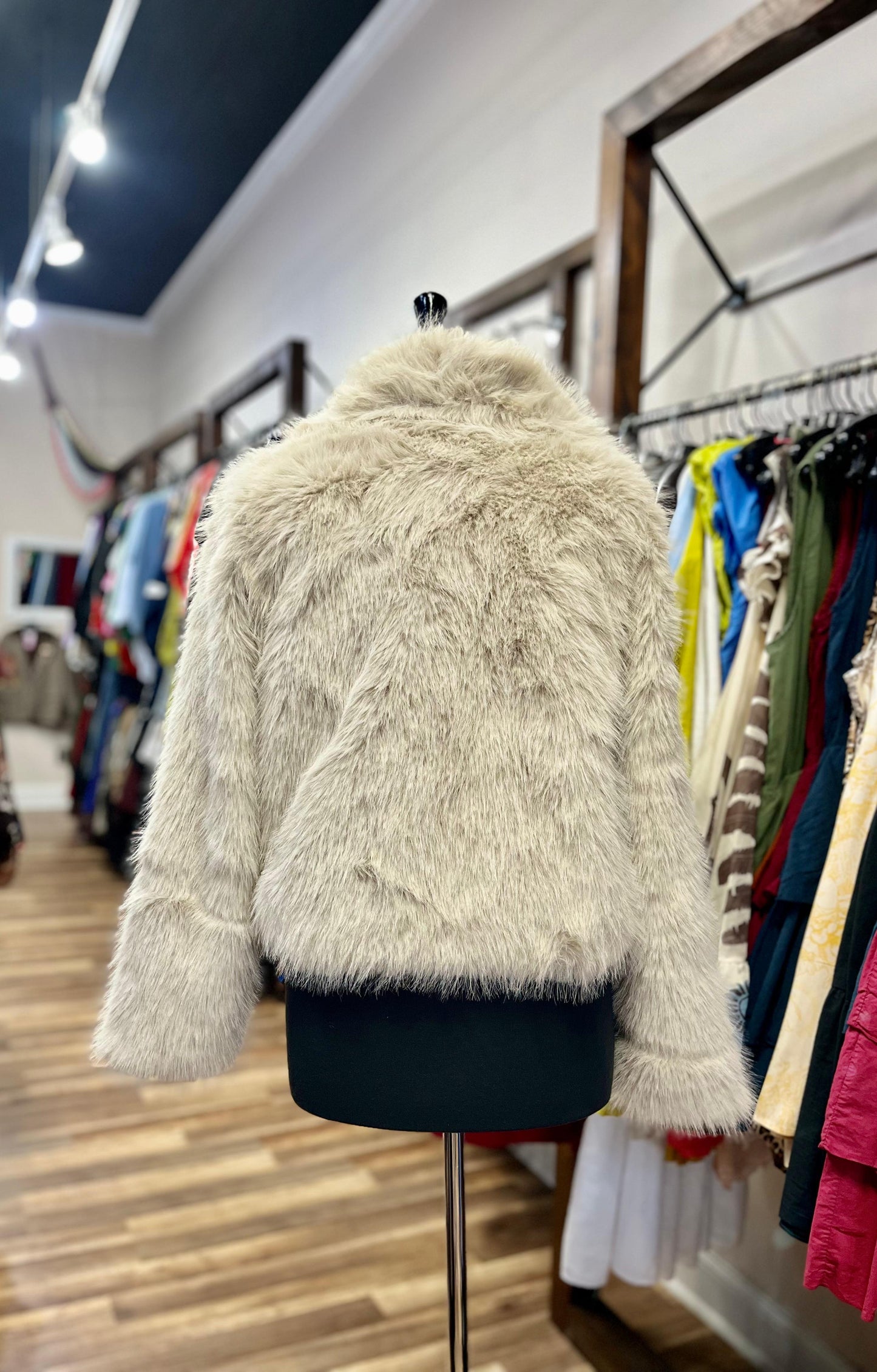 Cropped Faux Fur Jacket