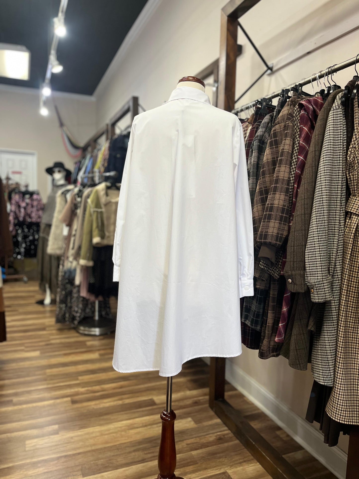 Asymmetric Button-Down Tunic Shirt