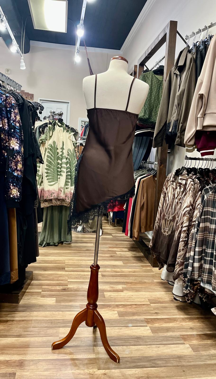 Asymmetrical Lace Slip Top