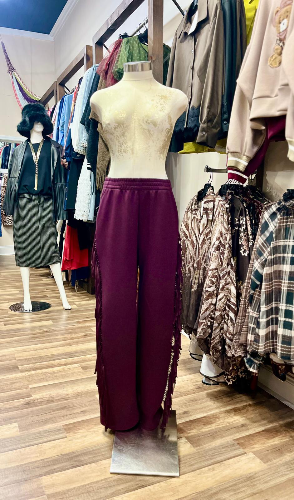 Fringe -Trim Wide-Leg Pant