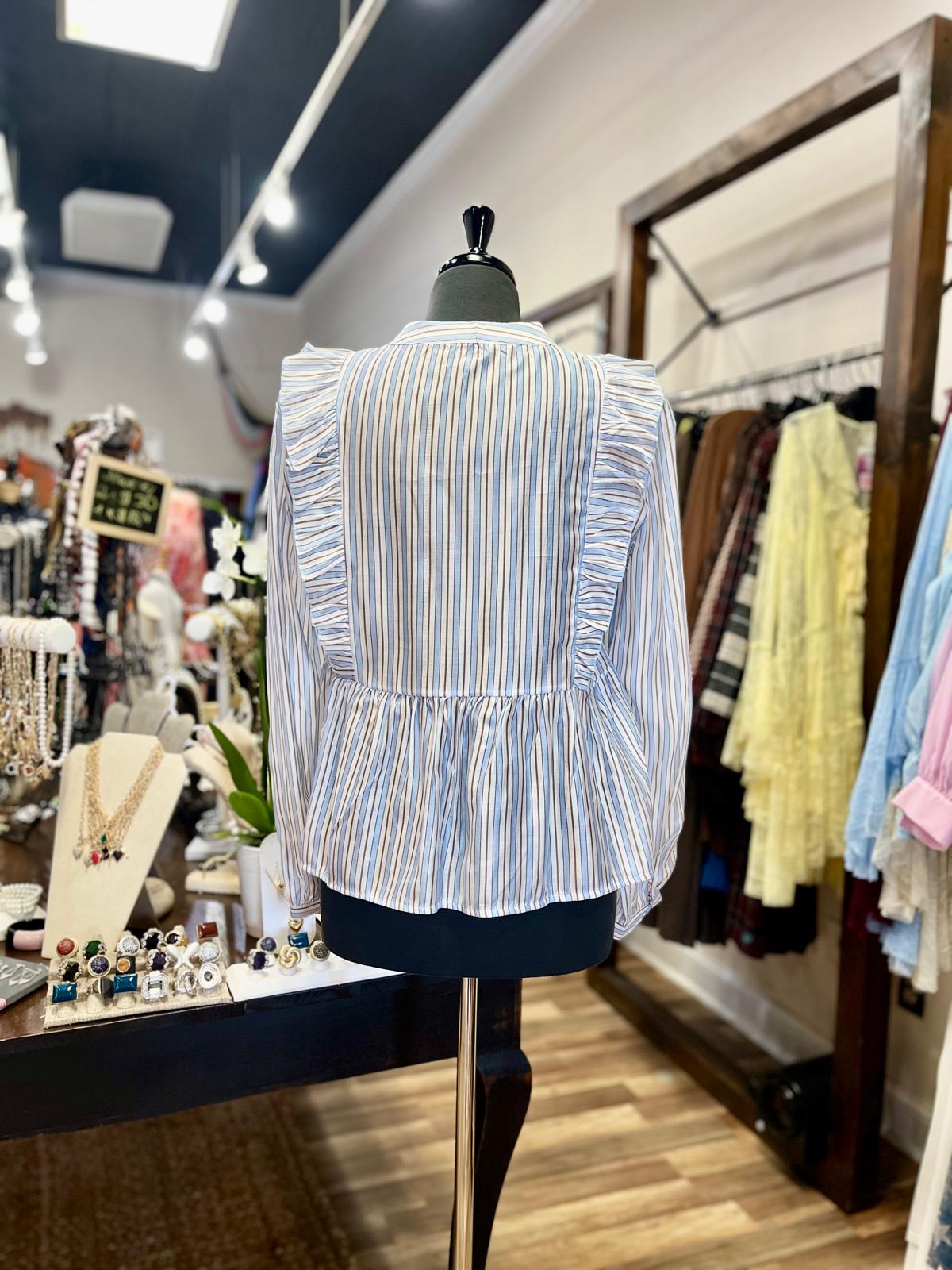 Ruffled Striped Blouse