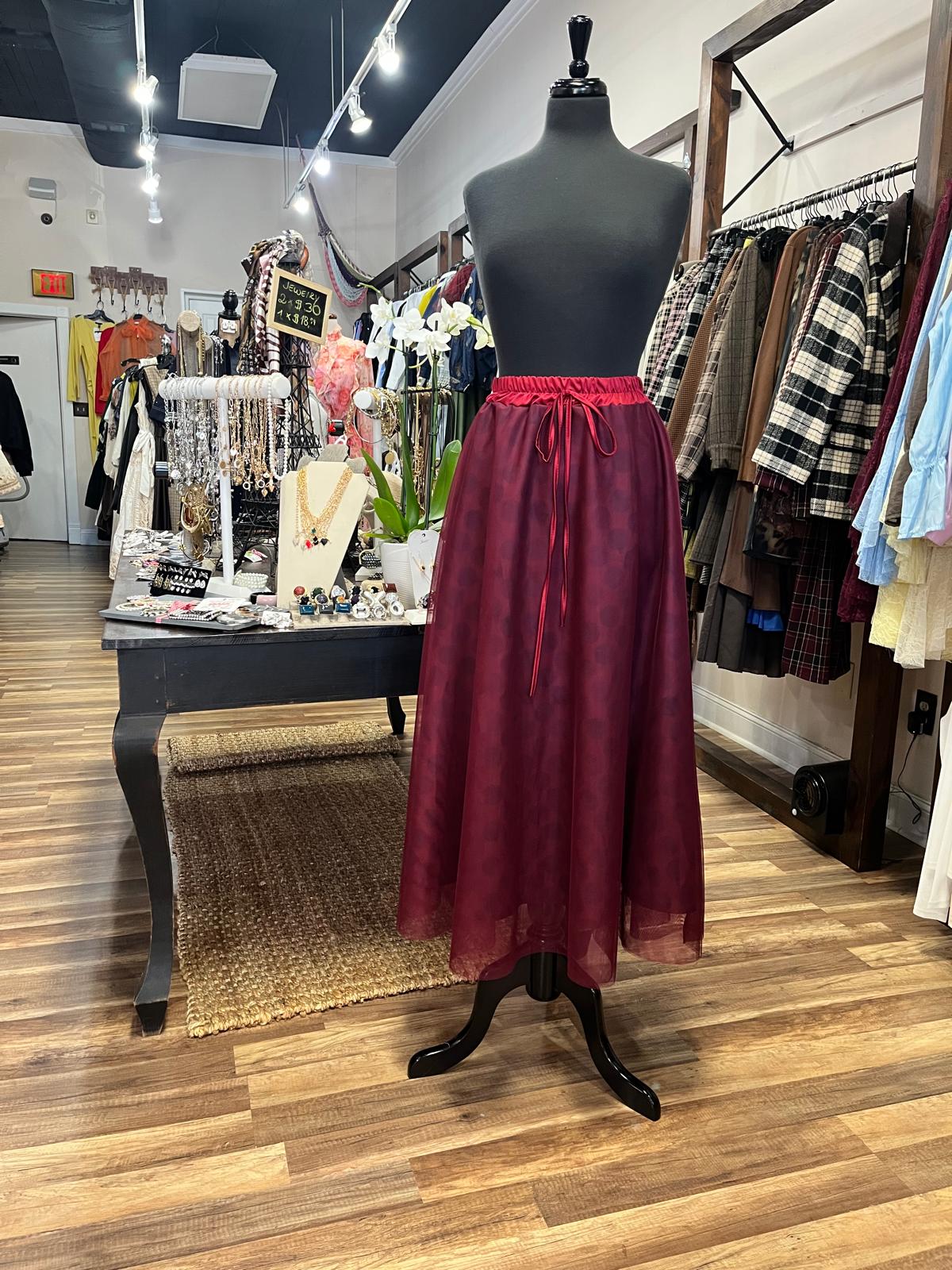 Polka Dot Tulle Midi Skirt