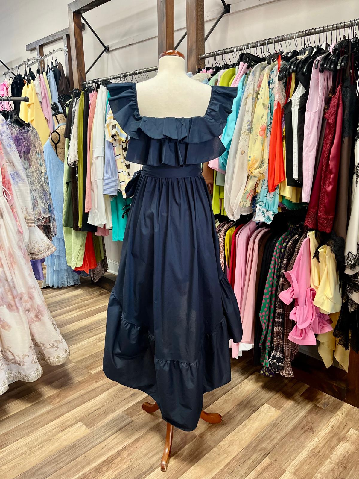 Ruffle off-Shoulder High-Low Dress