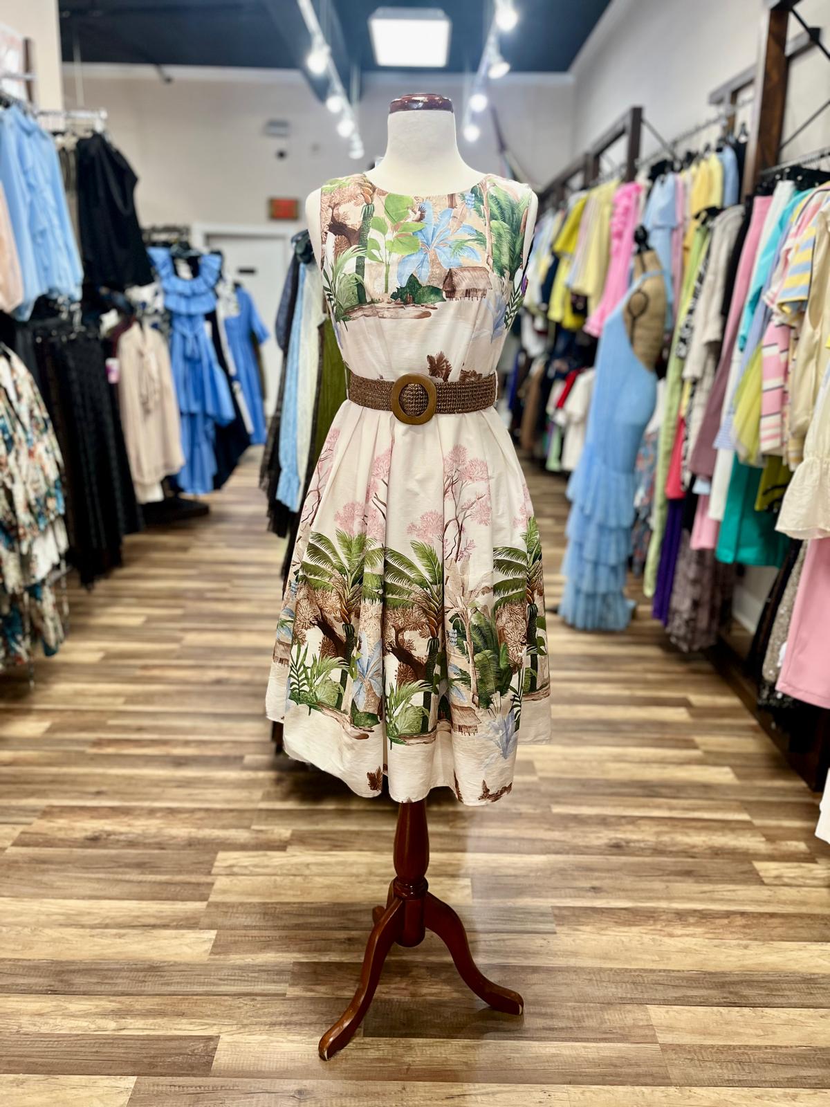 Tropical Belted Dress