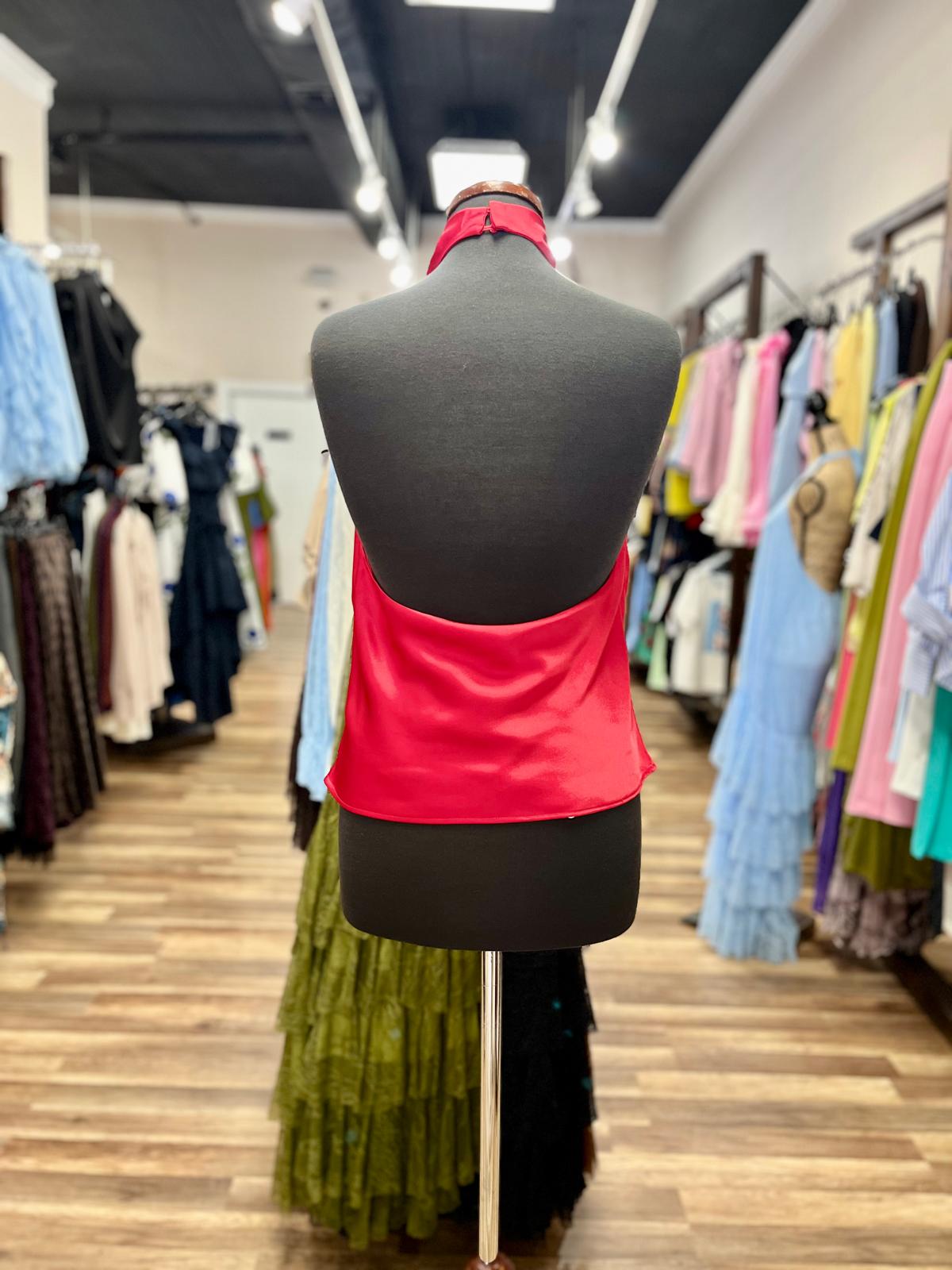 Satin Draped Halter Top