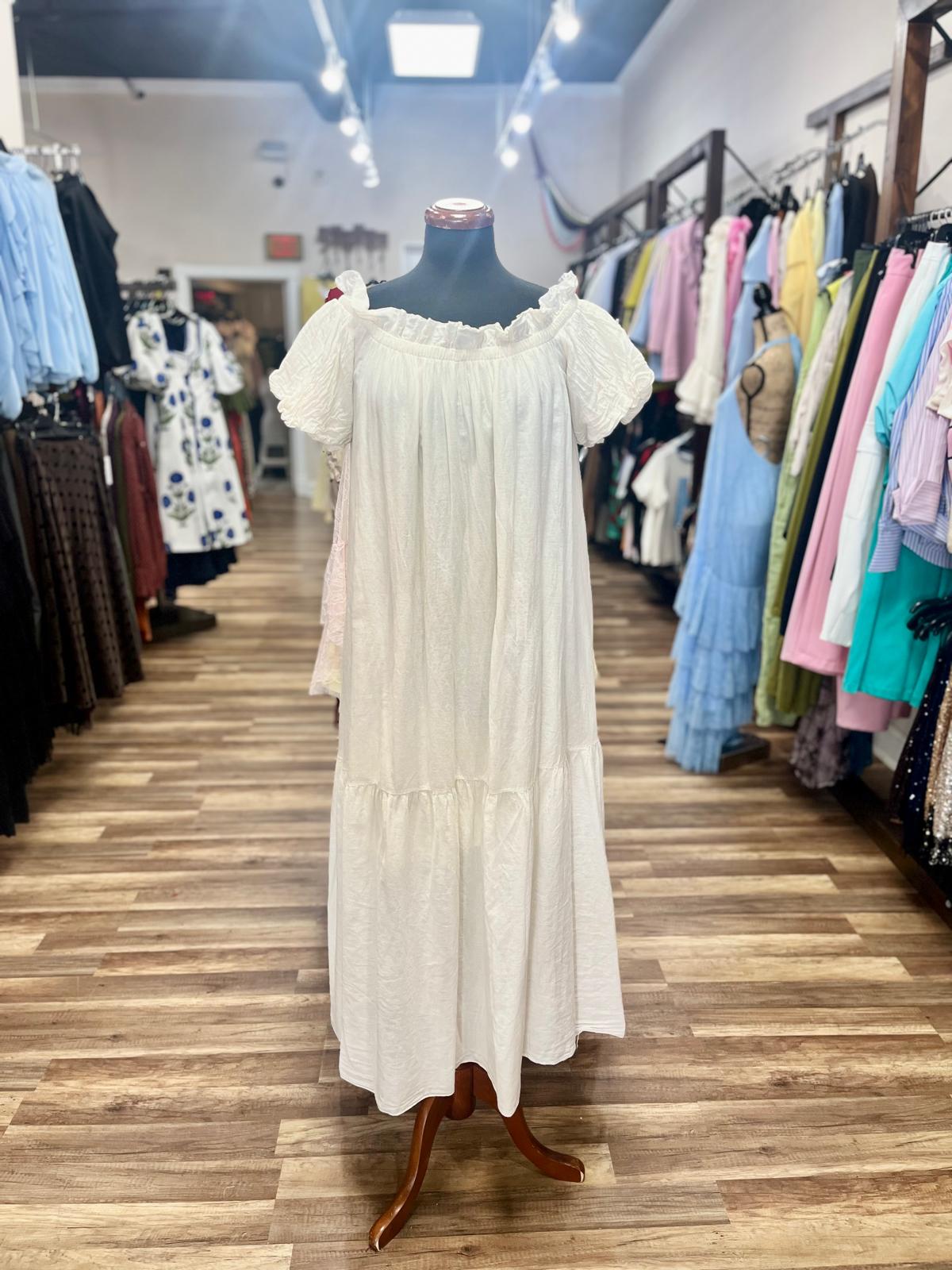 Ruffle Neck Midi Dress