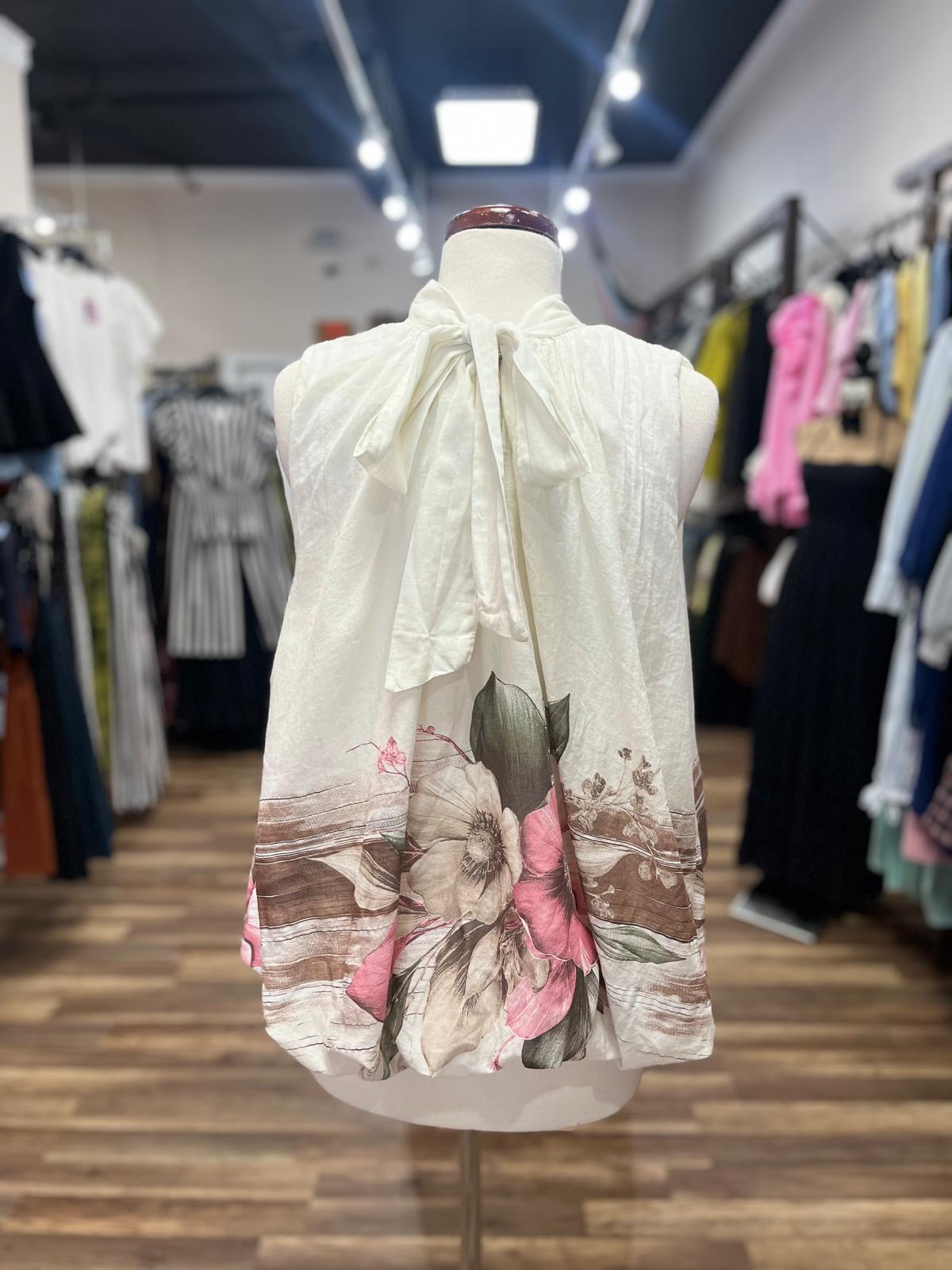 Floral High-Neck Blouse