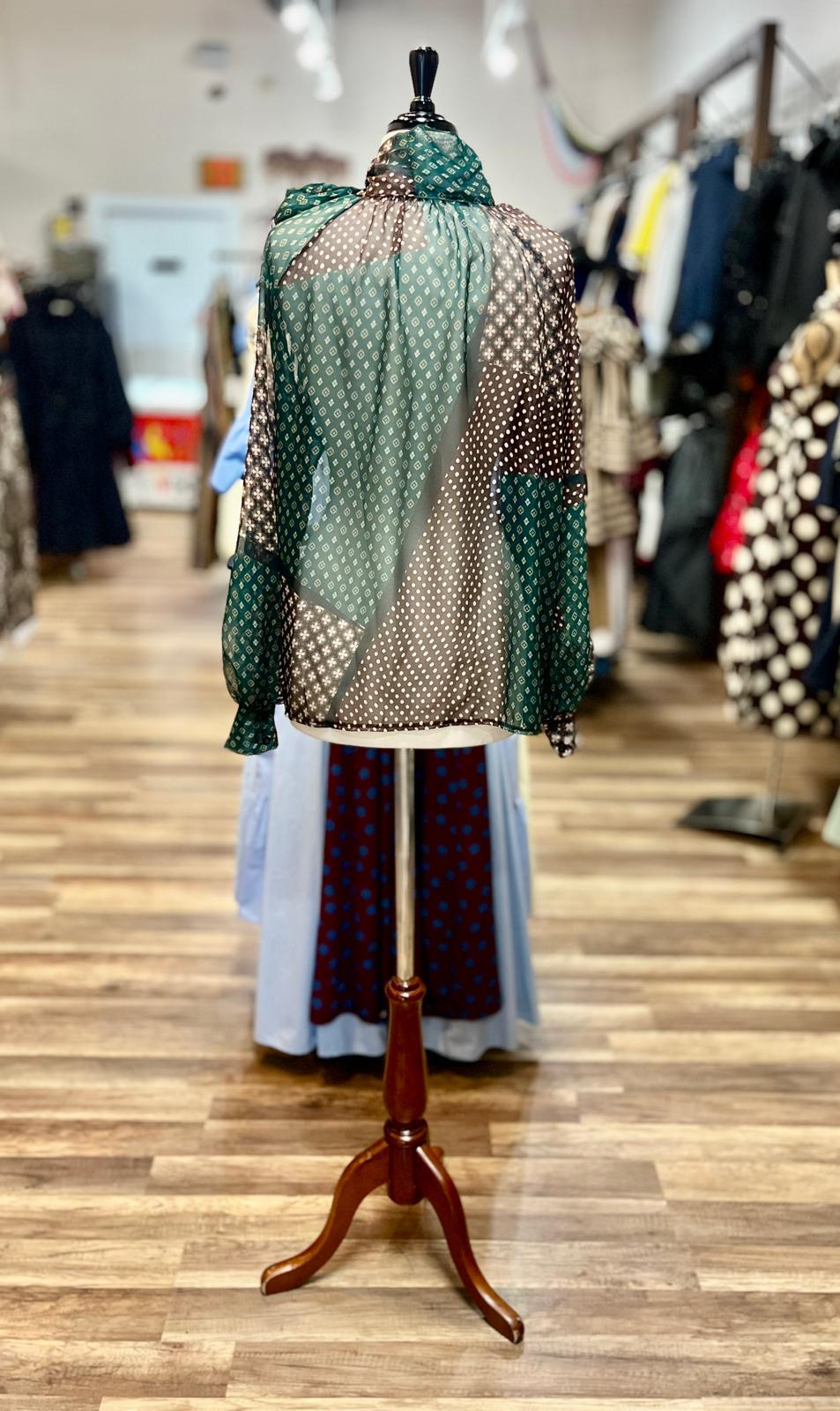 Printed Bow Neck Blouse