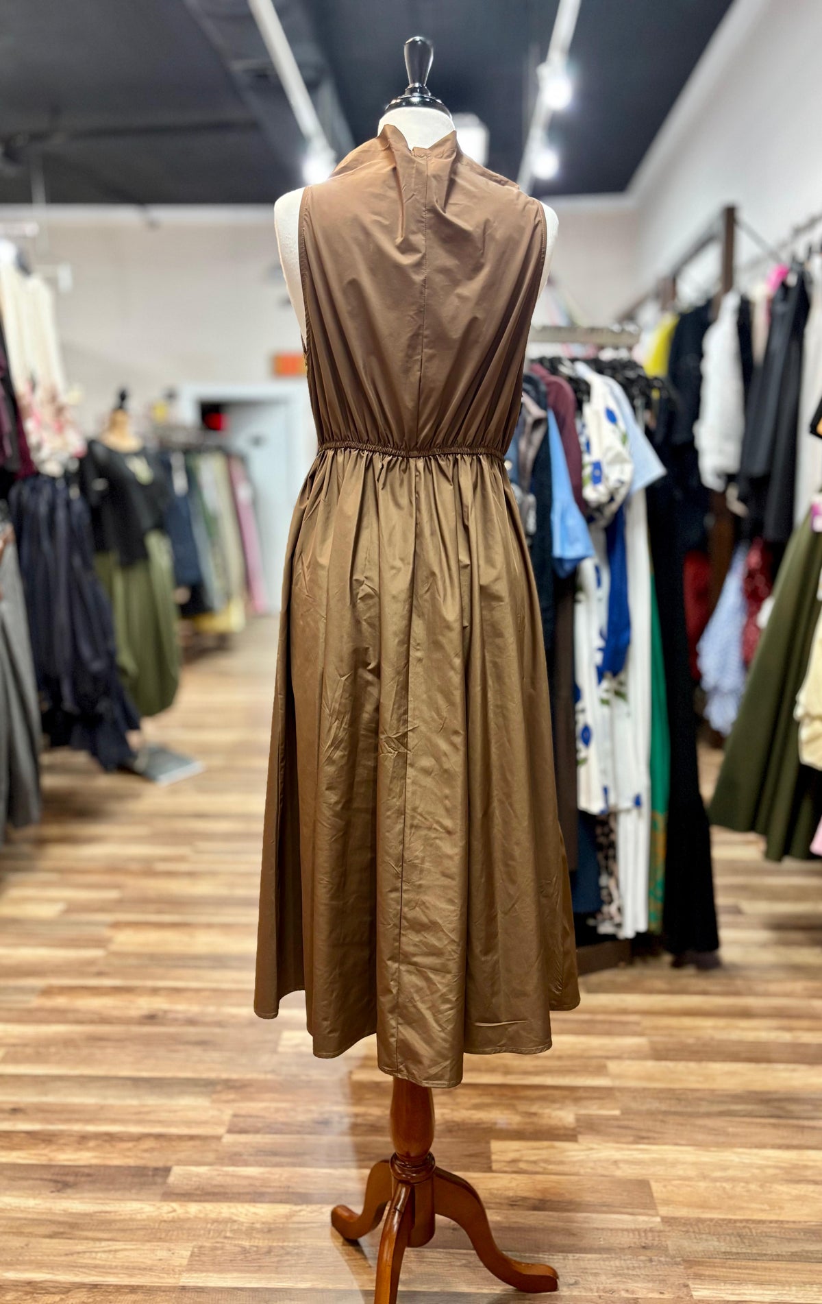 Ruffle Neck Midi Dress
