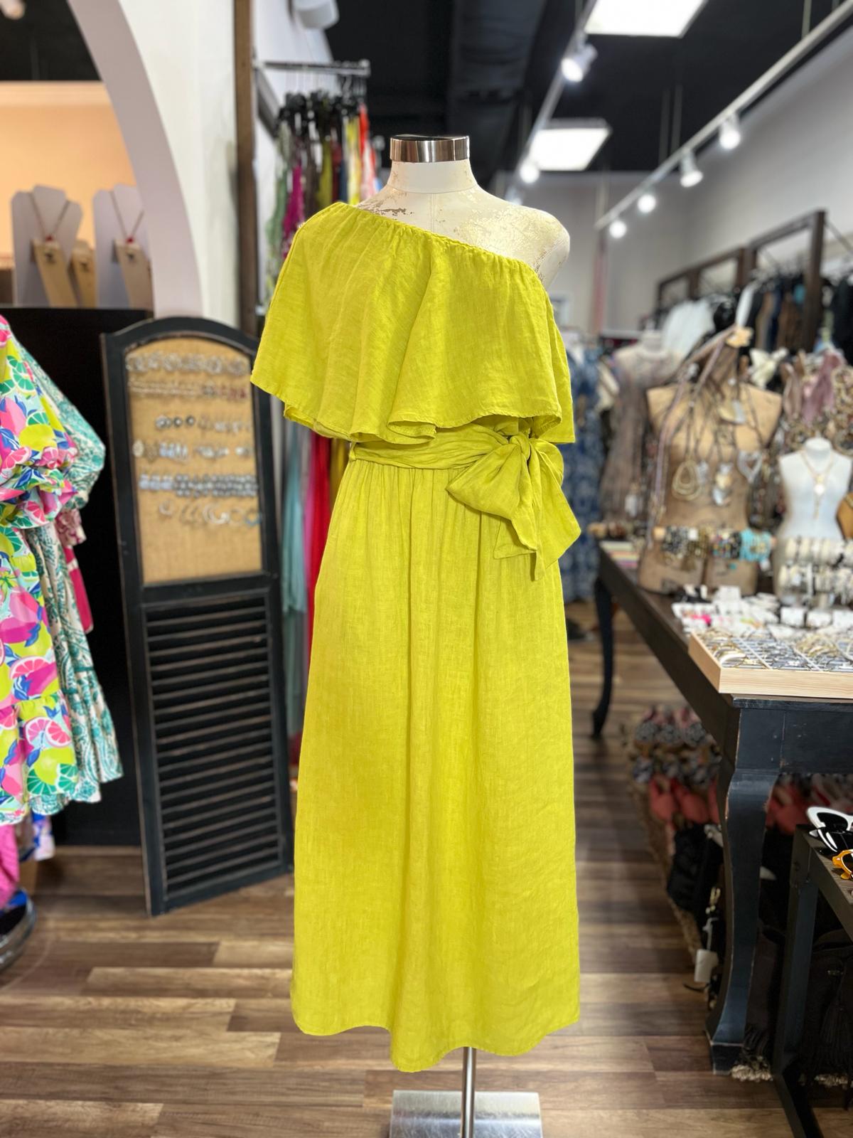 ONE SHOULDER DRESS WITH BOW