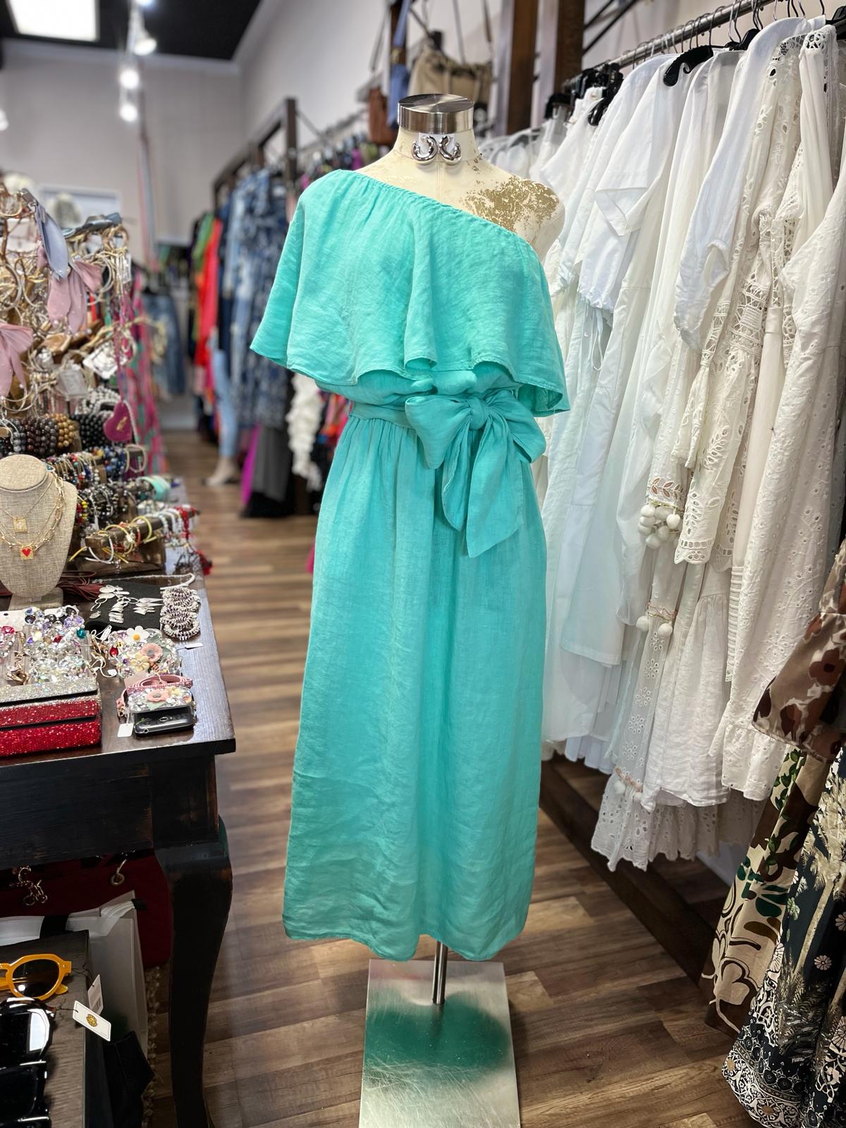 ONE SHOULDER DRESS WITH BOW