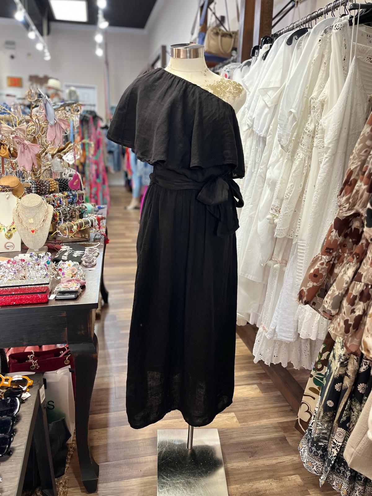 ONE SHOULDER DRESS WITH BOW