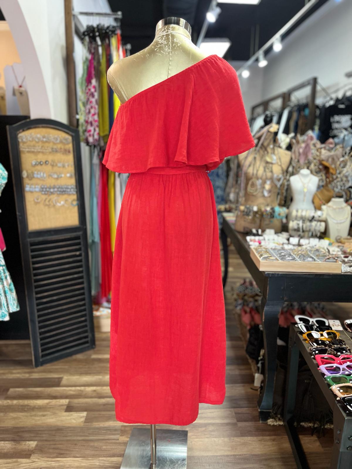 ONE SHOULDER DRESS WITH BOW