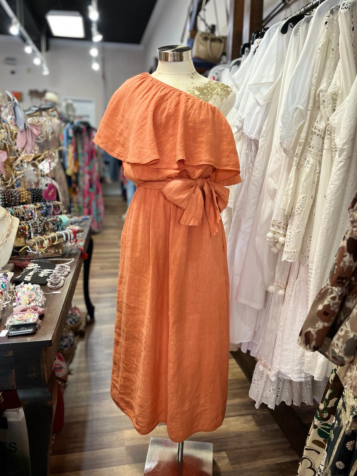 ONE SHOULDER DRESS WITH BOW