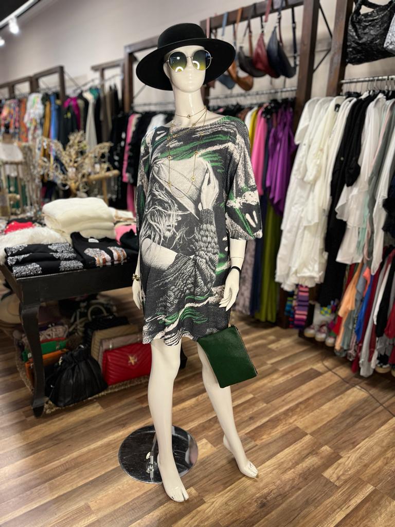 GREEN WOMAN PATTERN DRESS